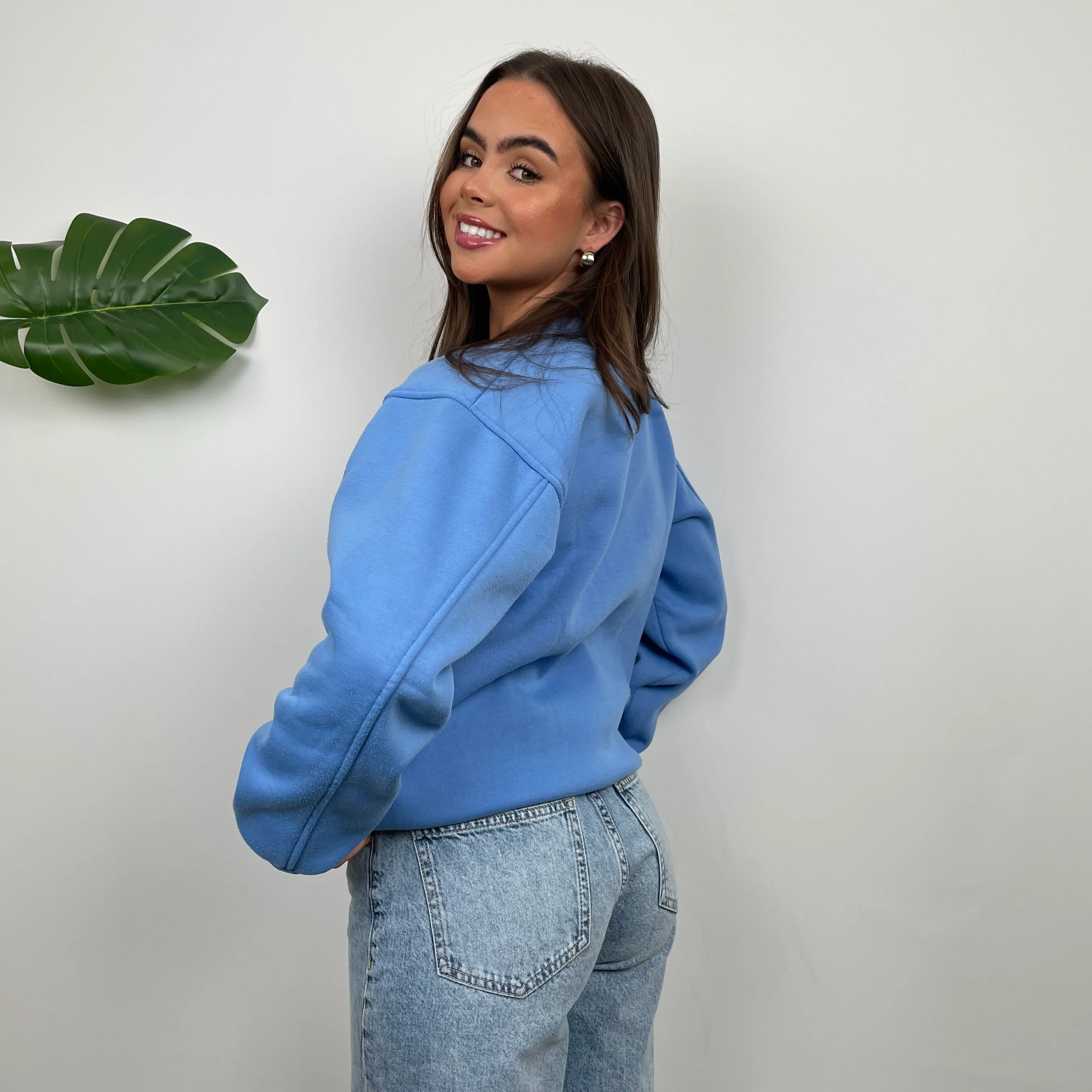 Nike Baby Blue Embroidered Spell Out Sweatshirt (S) - Image 5