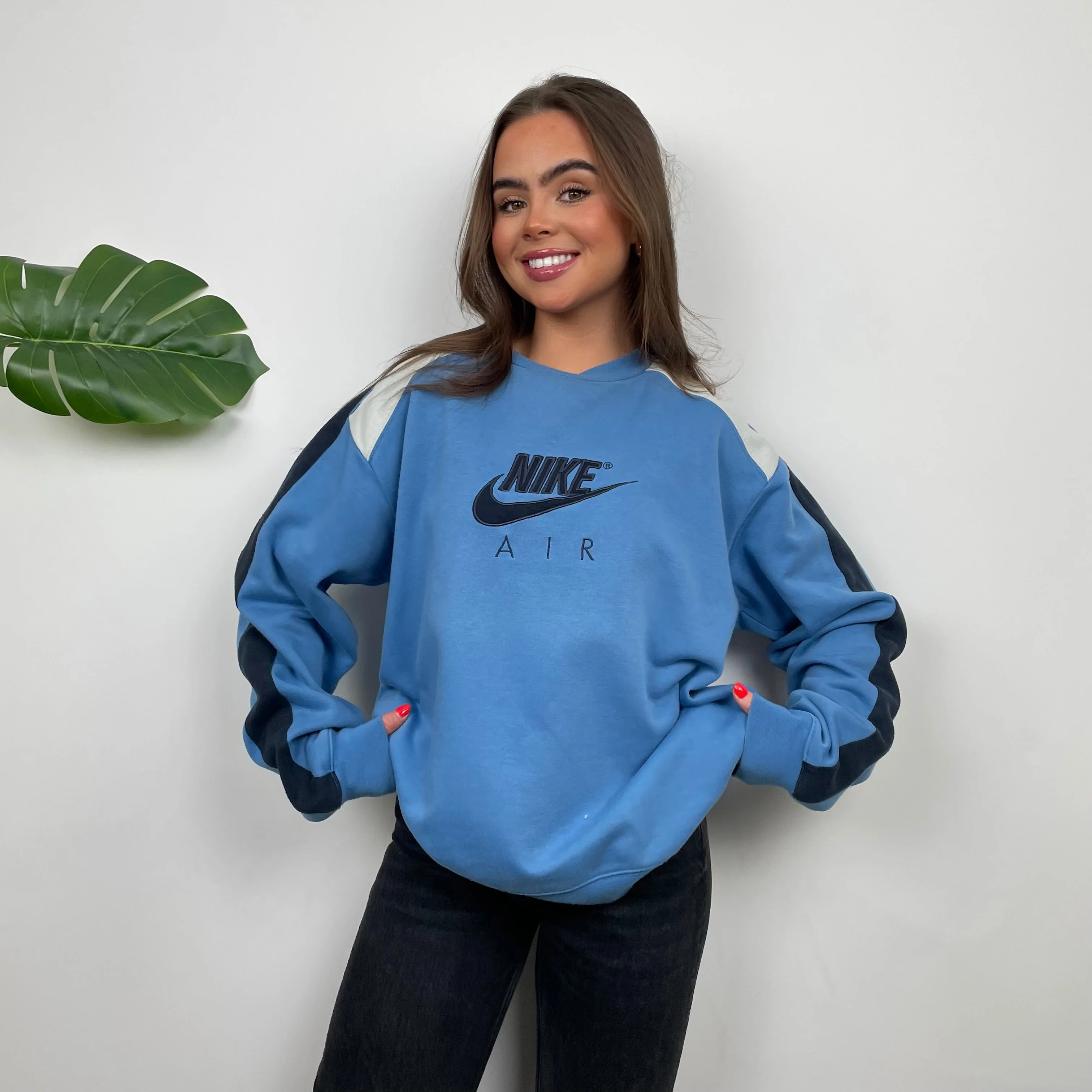Nike Baby Blue Embroidered Spell Out Sweatshirt (L) - Image 3