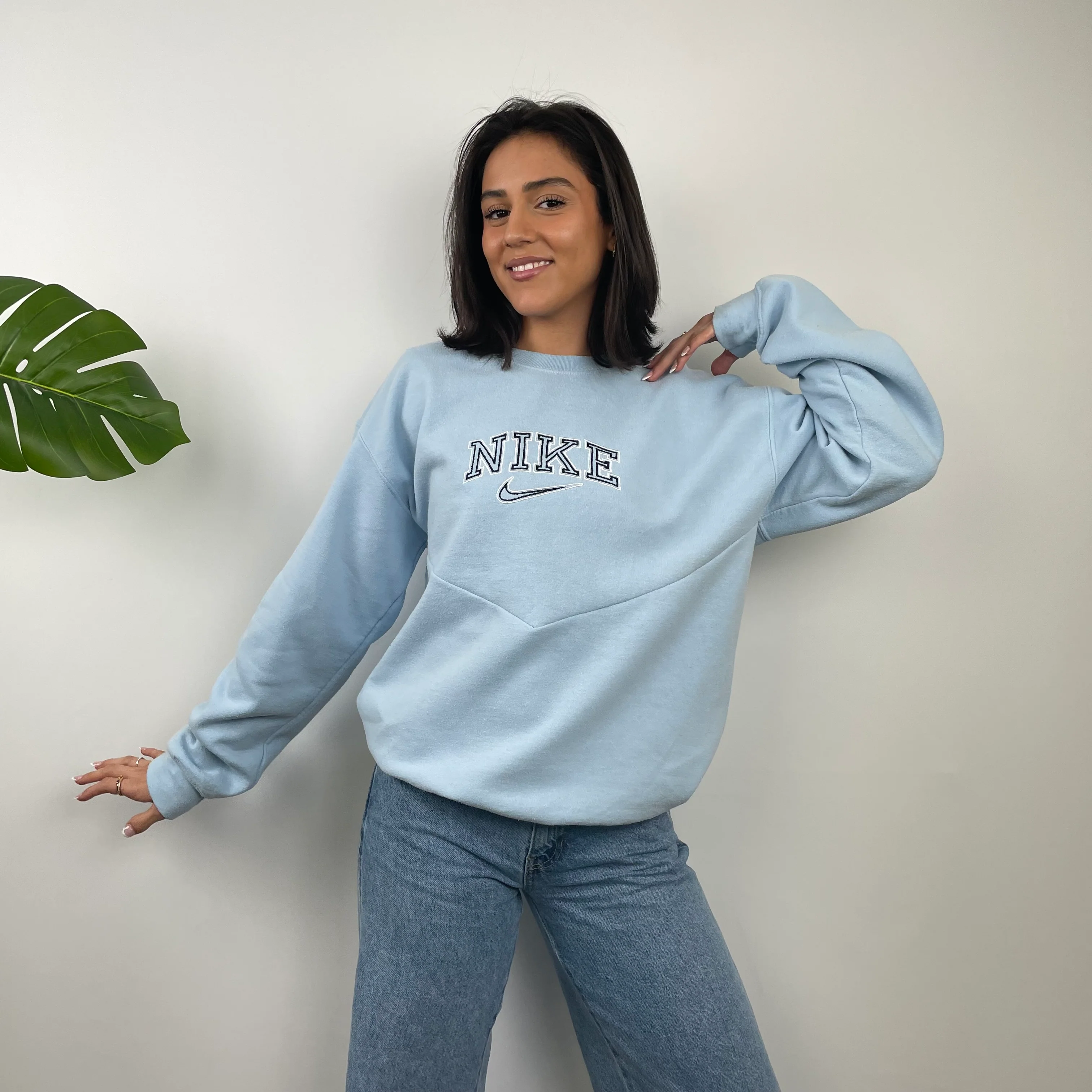 Nike Baby Blue Embroidered Spell Out Sweatshirt (L) - Image 2