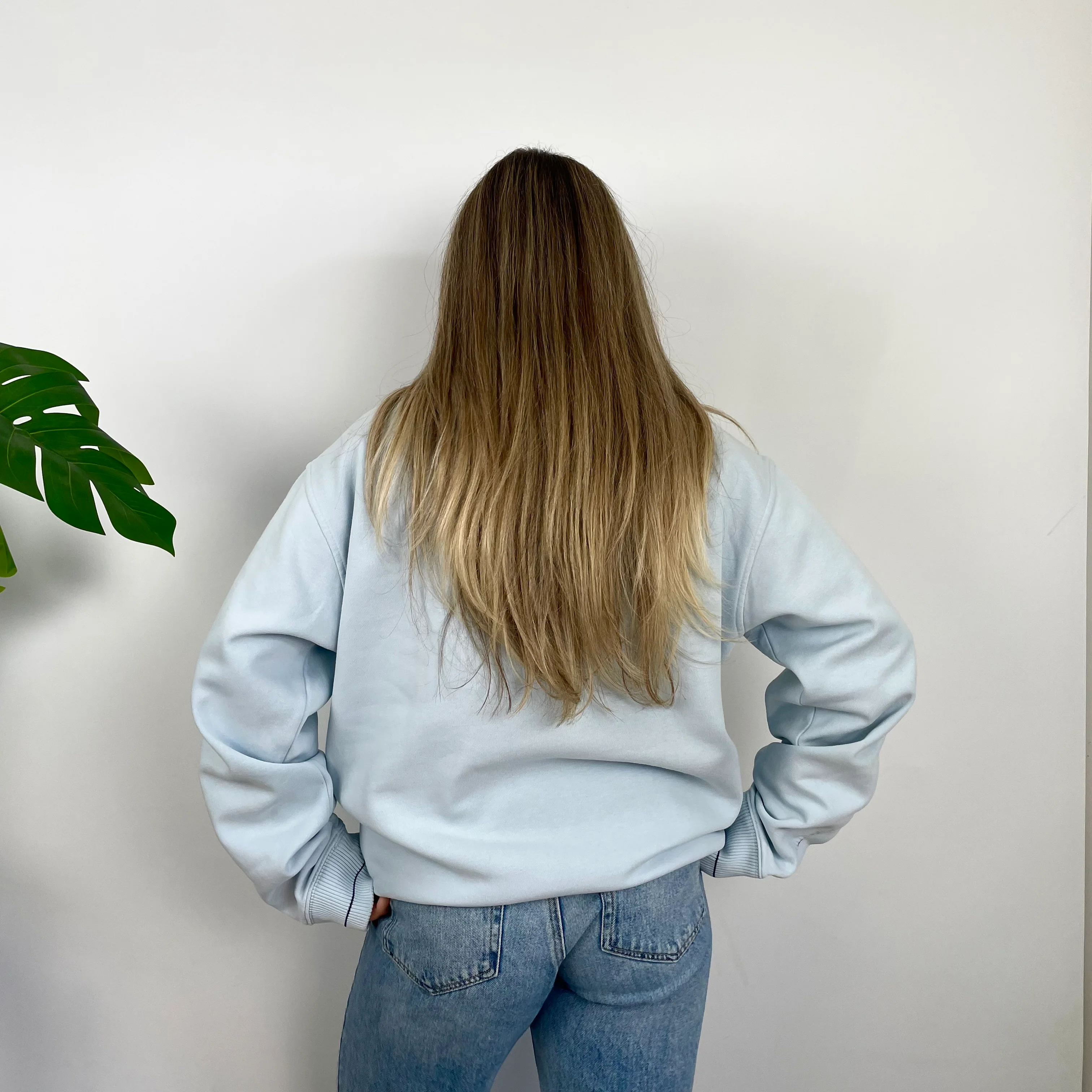 Nike Baby Blue Embroidered Spell Out Sweatshirt (L) - Image 7