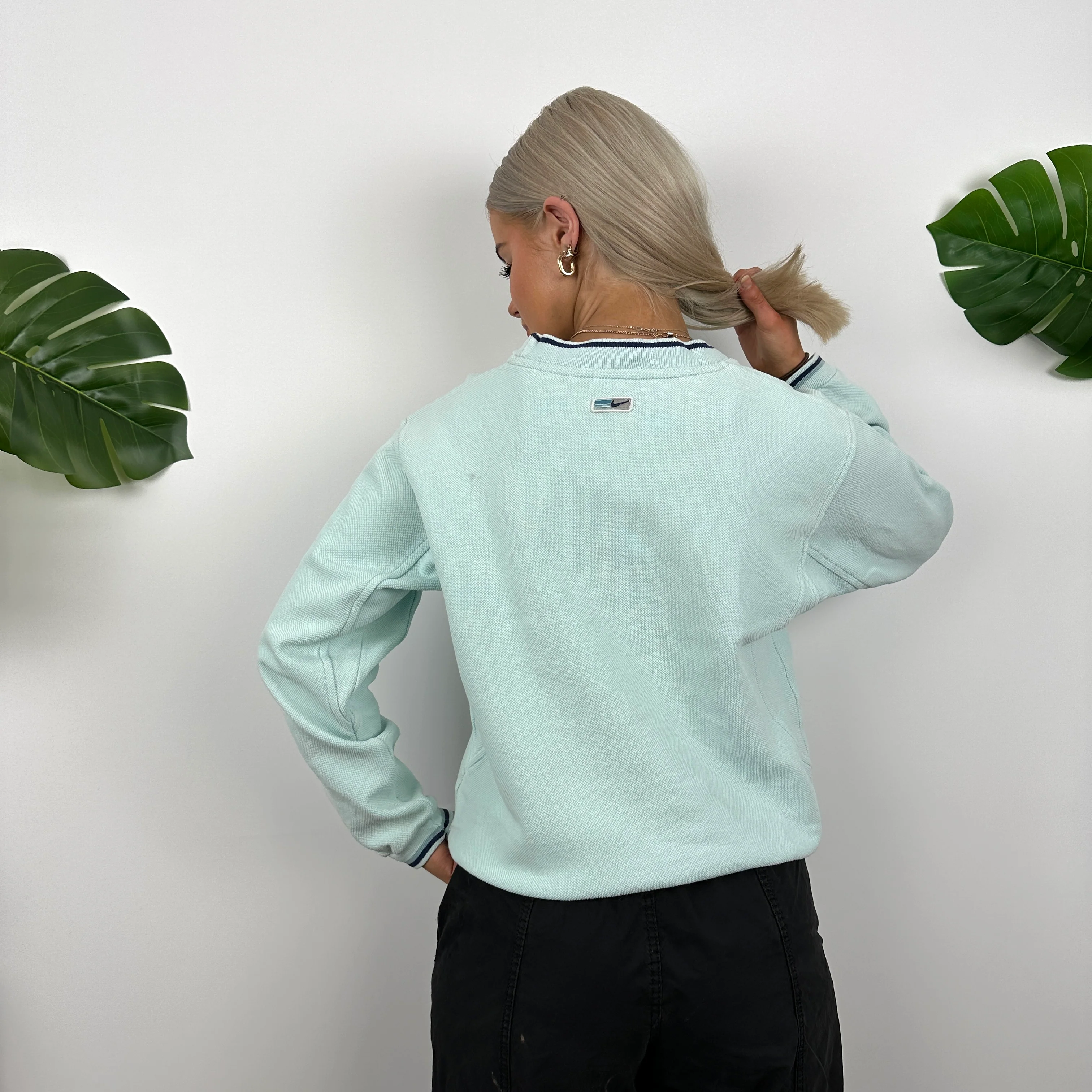 Nike Baby Blue Embroidered Spell Out Sweatshirt (XS) - Image 5