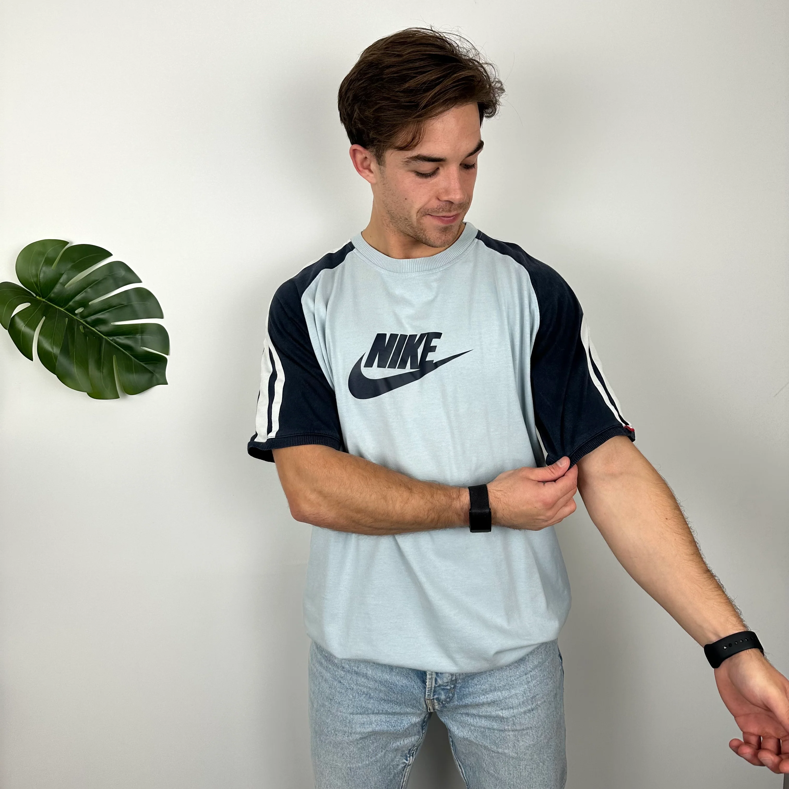 Nike Baby Blue Embroidered Spell Out T Shirt (XXL) - Image 5