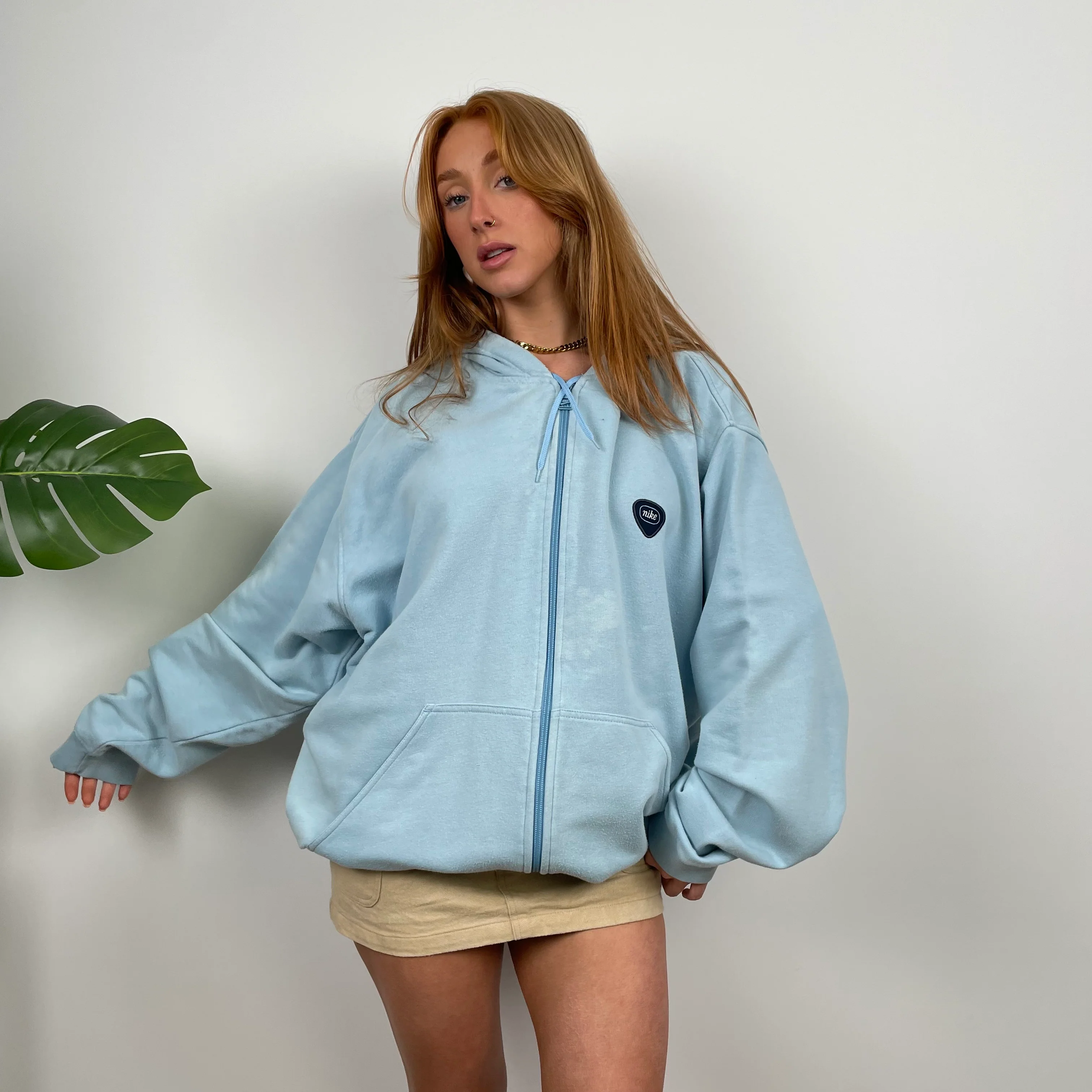 Nike Baby Blue Embroidered Spell Out Zip Up Jacket (XXL) - Image 5