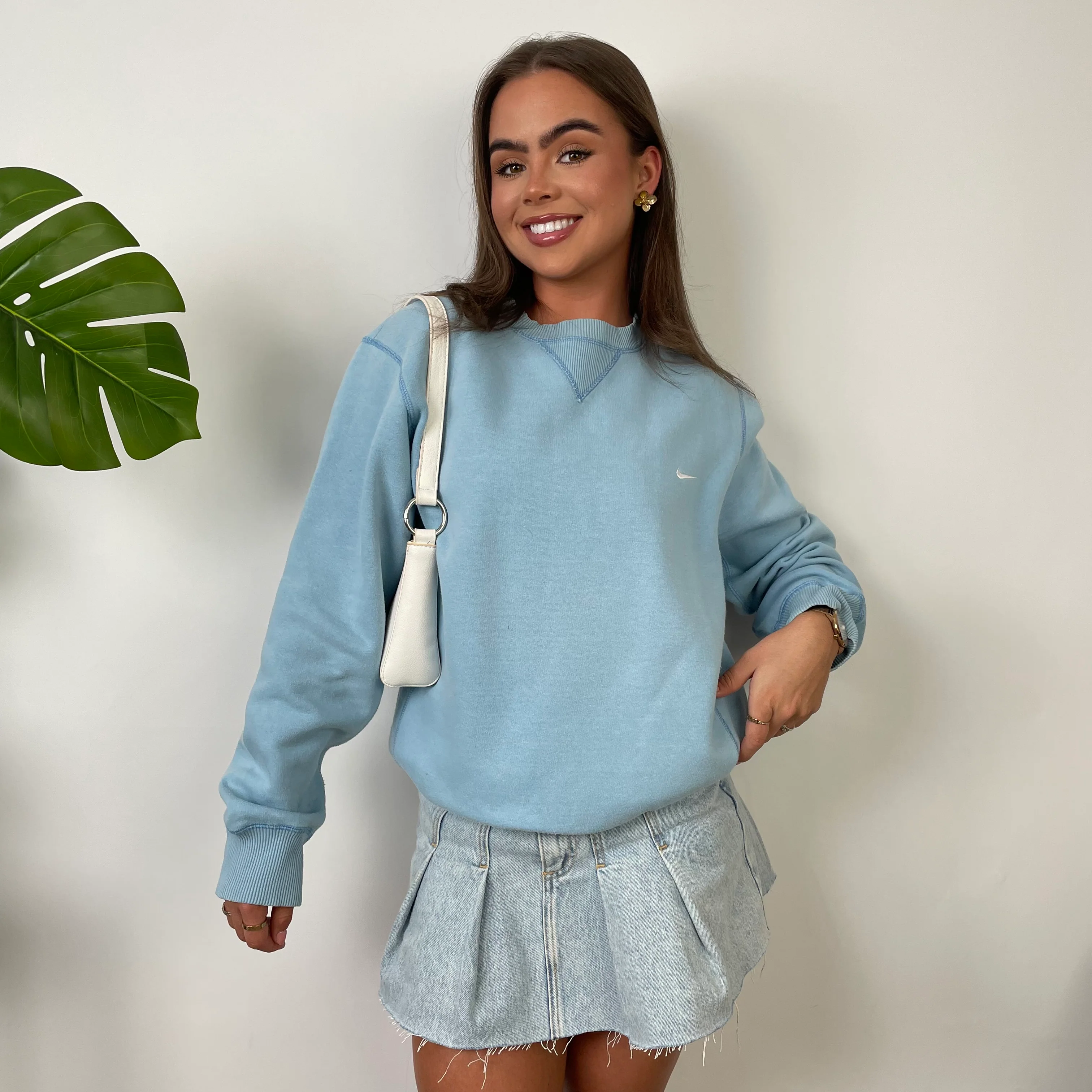 Nike Baby Blue Embroidered Swoosh Sweatshirt (S) - Image 4