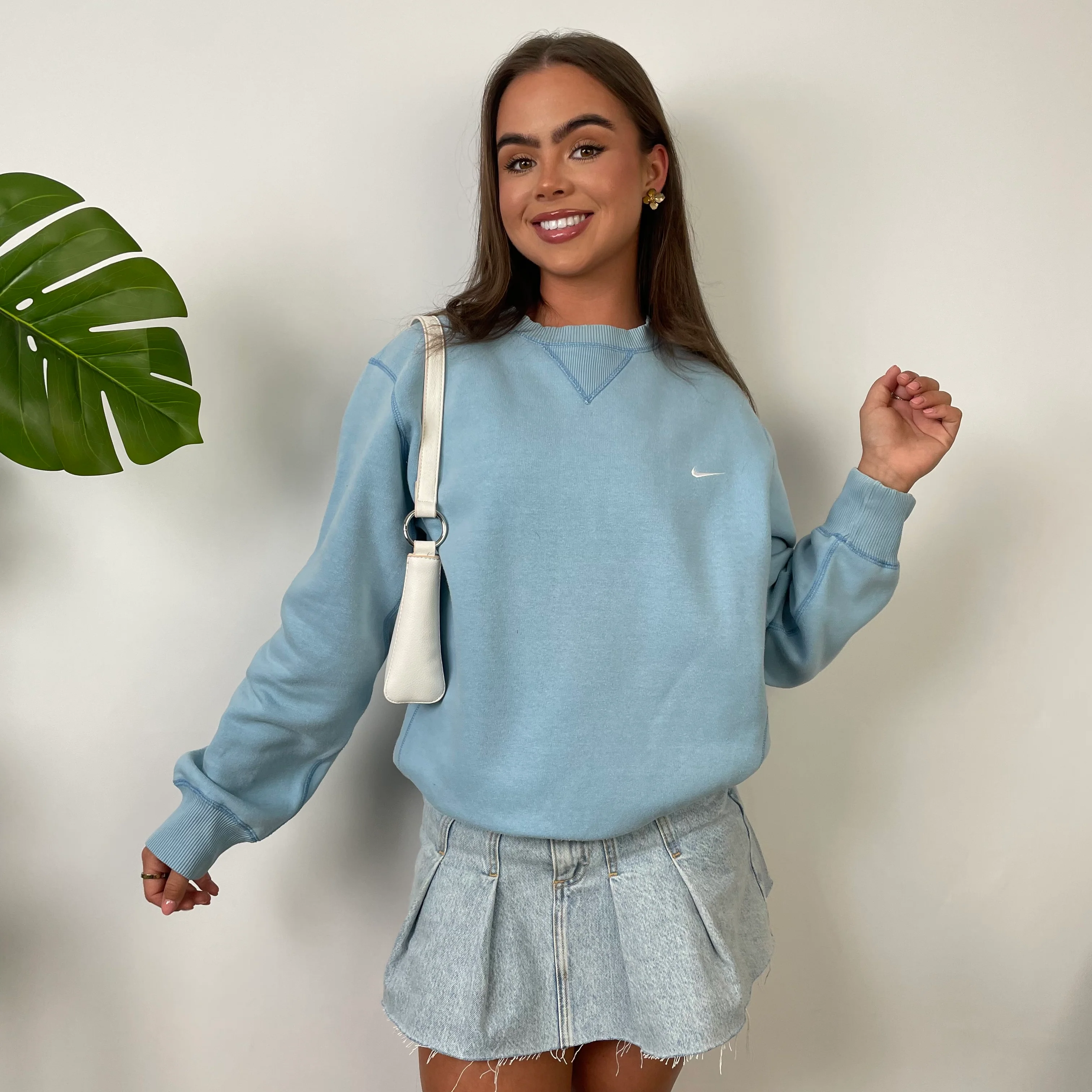 Nike Baby Blue Embroidered Swoosh Sweatshirt (S) - Image 5