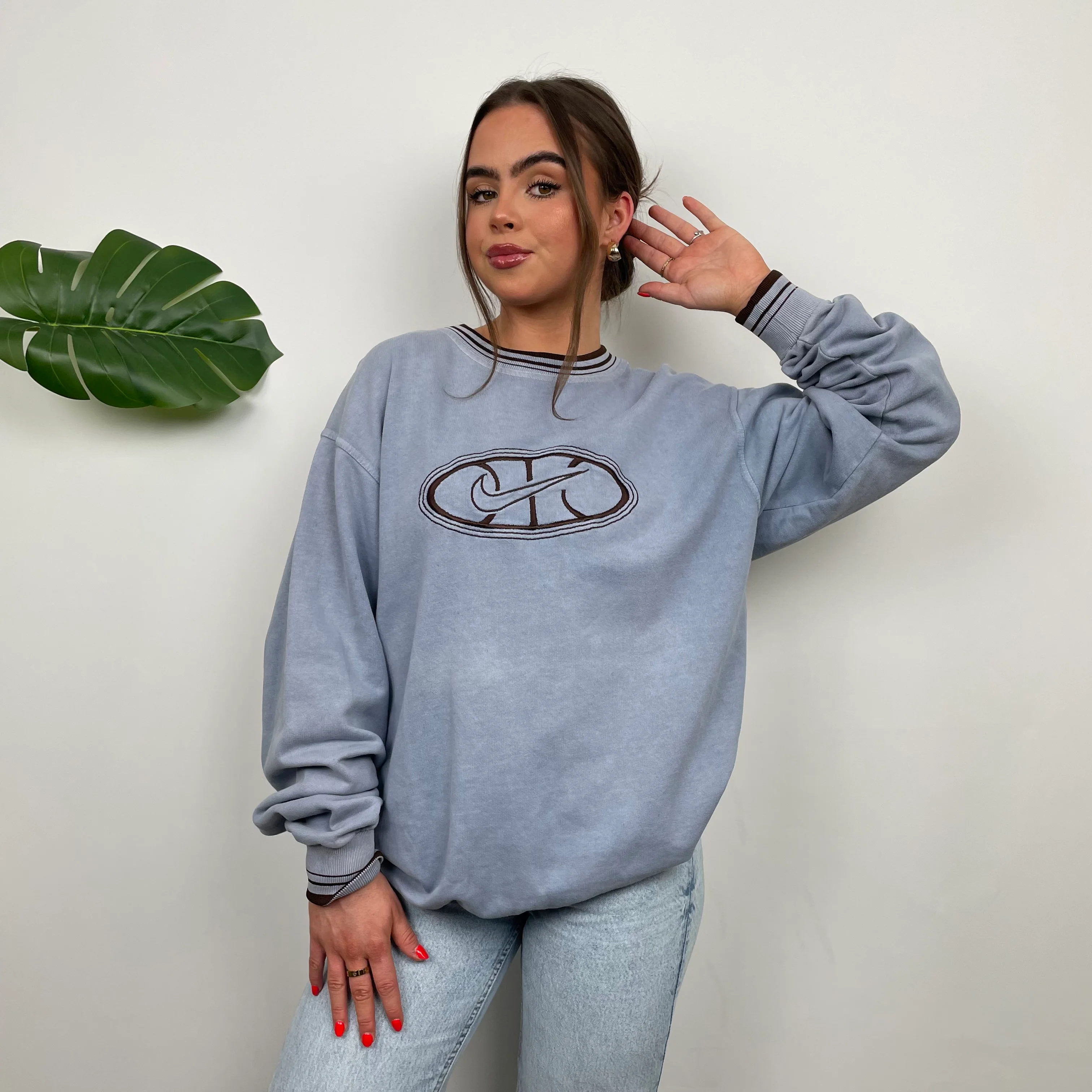 Nike Baby Blue Embroidered Swoosh Sweatshirt (L) - Image 11