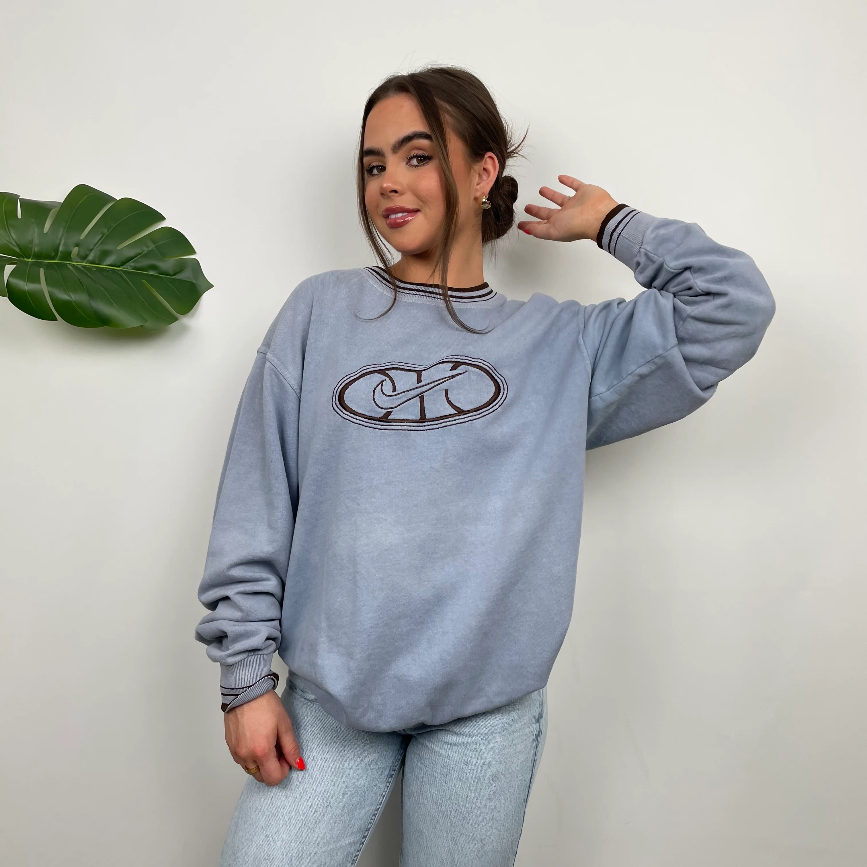 Nike Baby Blue Embroidered Swoosh Sweatshirt (L) - Image 6