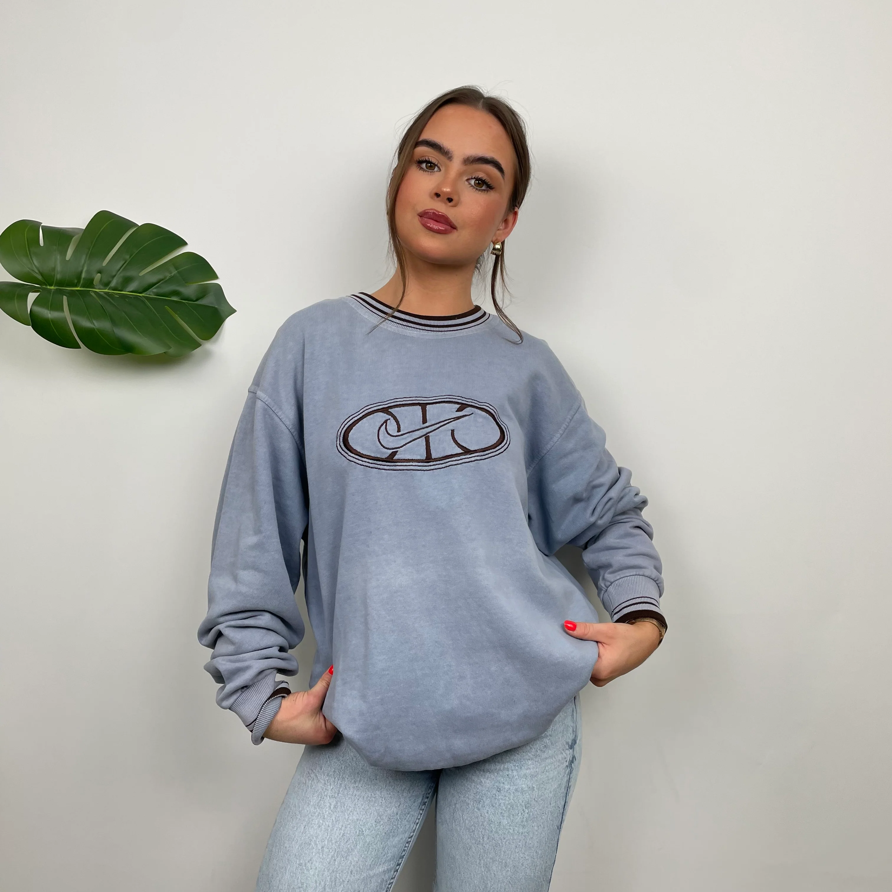 Nike Baby Blue Embroidered Swoosh Sweatshirt (L) - Image 8