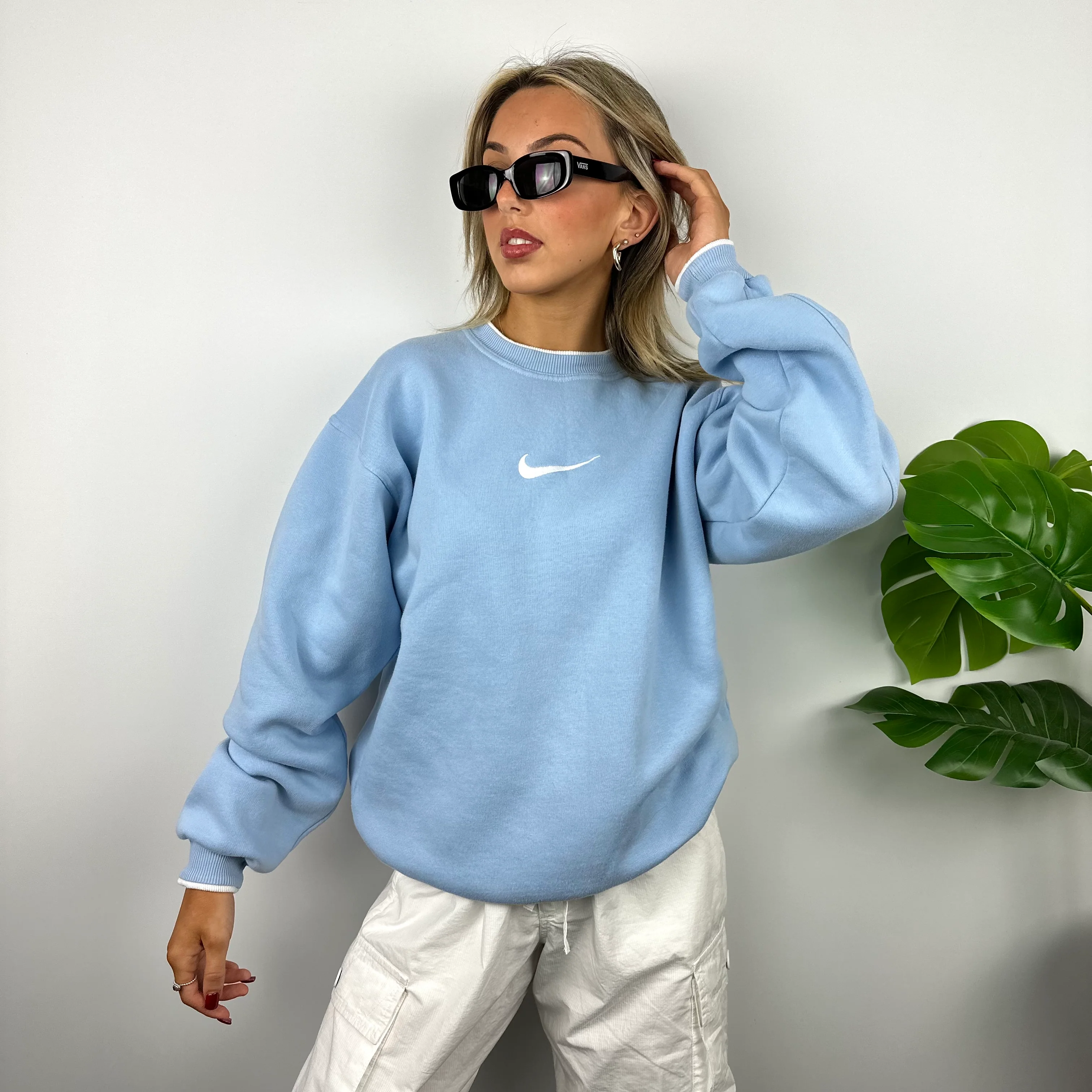 Nike Baby Blue Embroidered Swoosh Sweatshirt (M) - Image 8