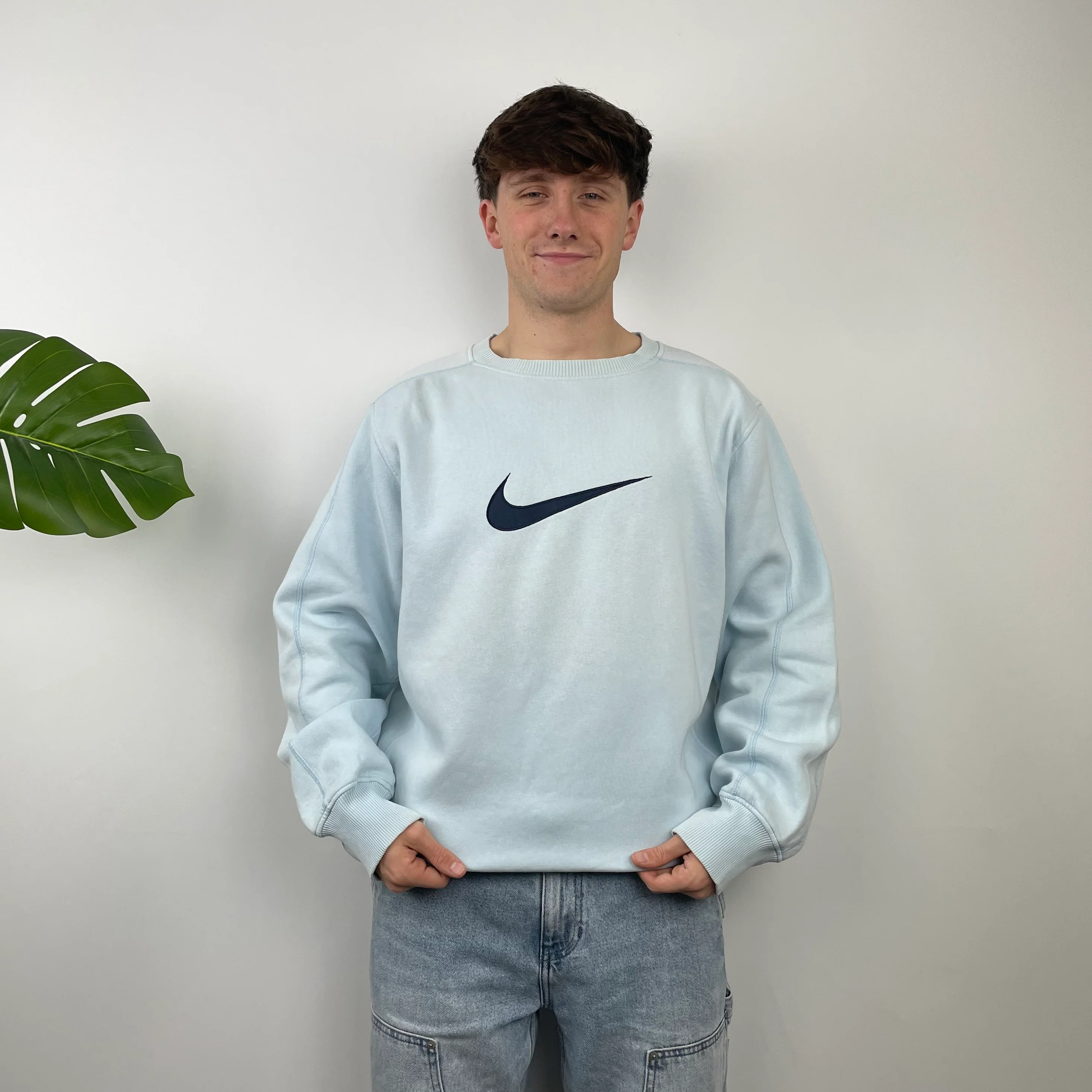 Nike Baby Blue Embroidered Swoosh Sweatshirt (L)
