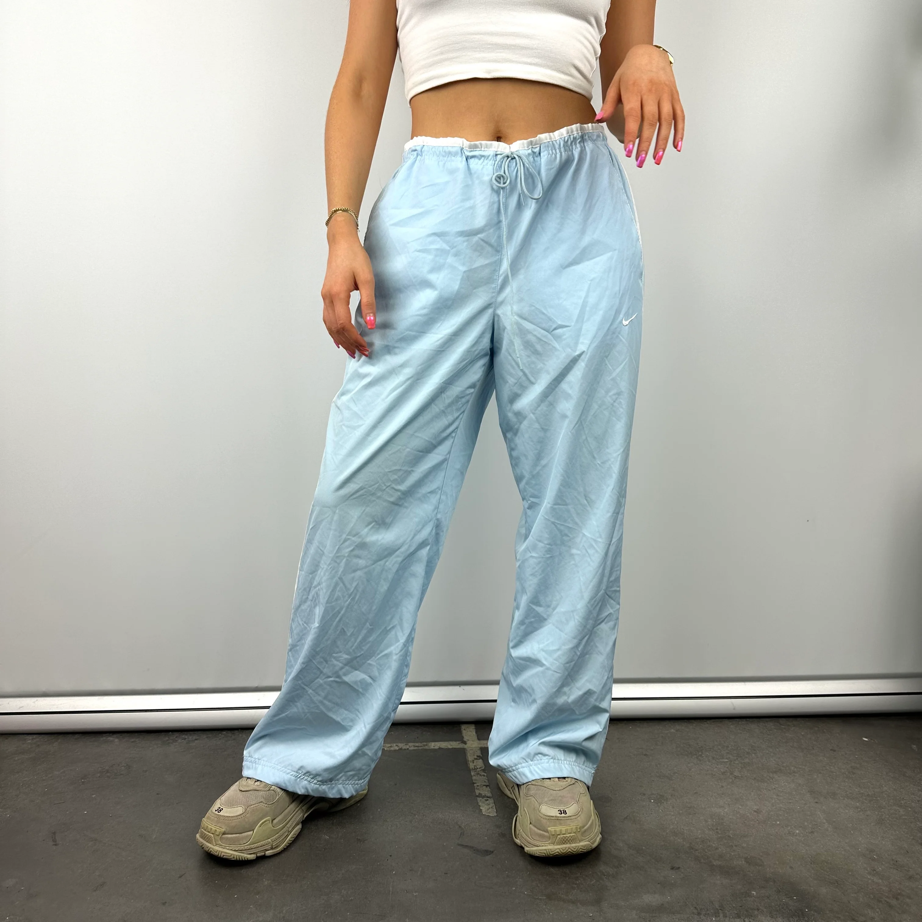 Nike Baby Blue Embroidered Swoosh Track Pants (M) - Image 3