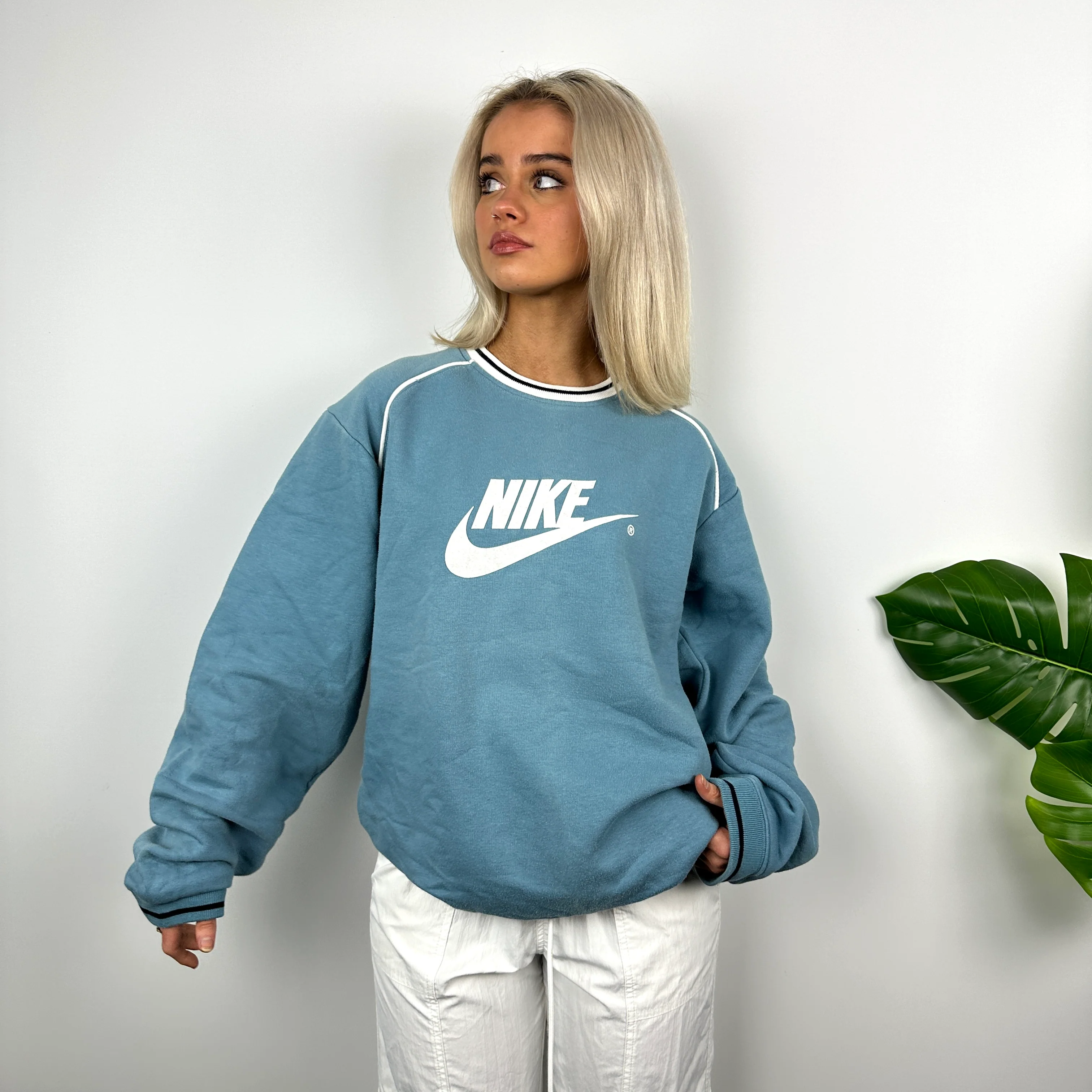 Nike Baby Blue Spell Out Sweatshirt (M) - Image 2