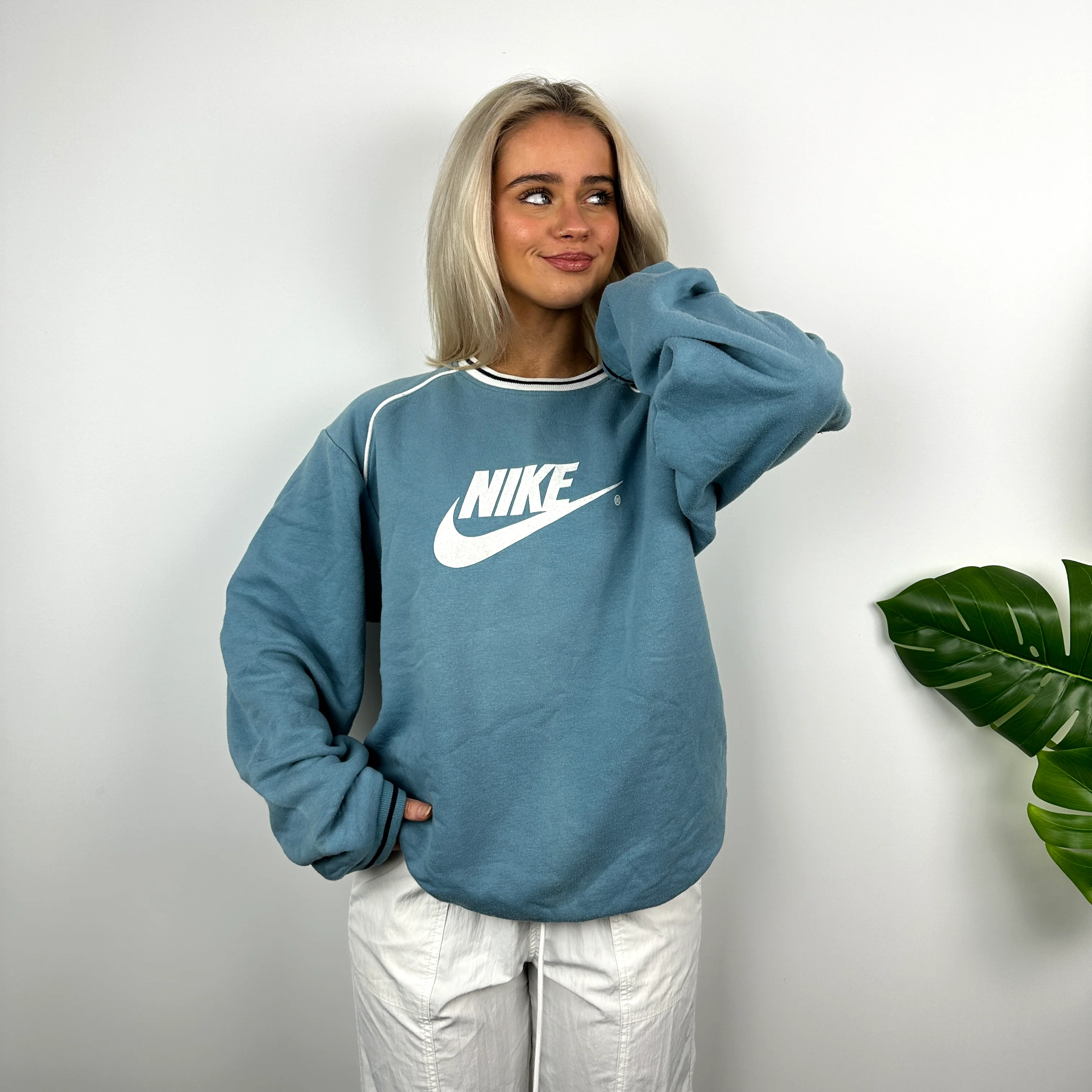 Nike Baby Blue Spell Out Sweatshirt (M) - Image 3