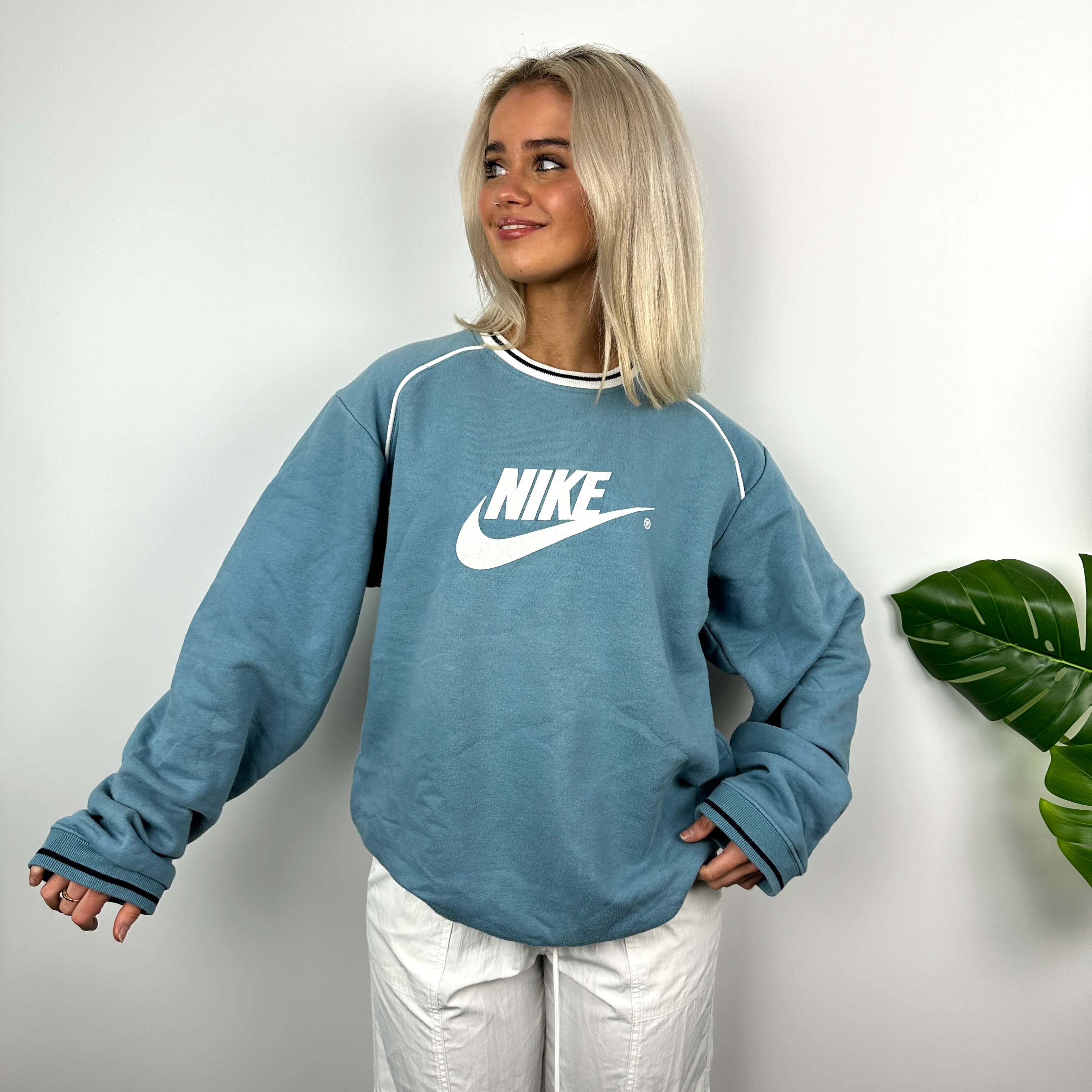 Nike Baby Blue Spell Out Sweatshirt (M) - Image 4
