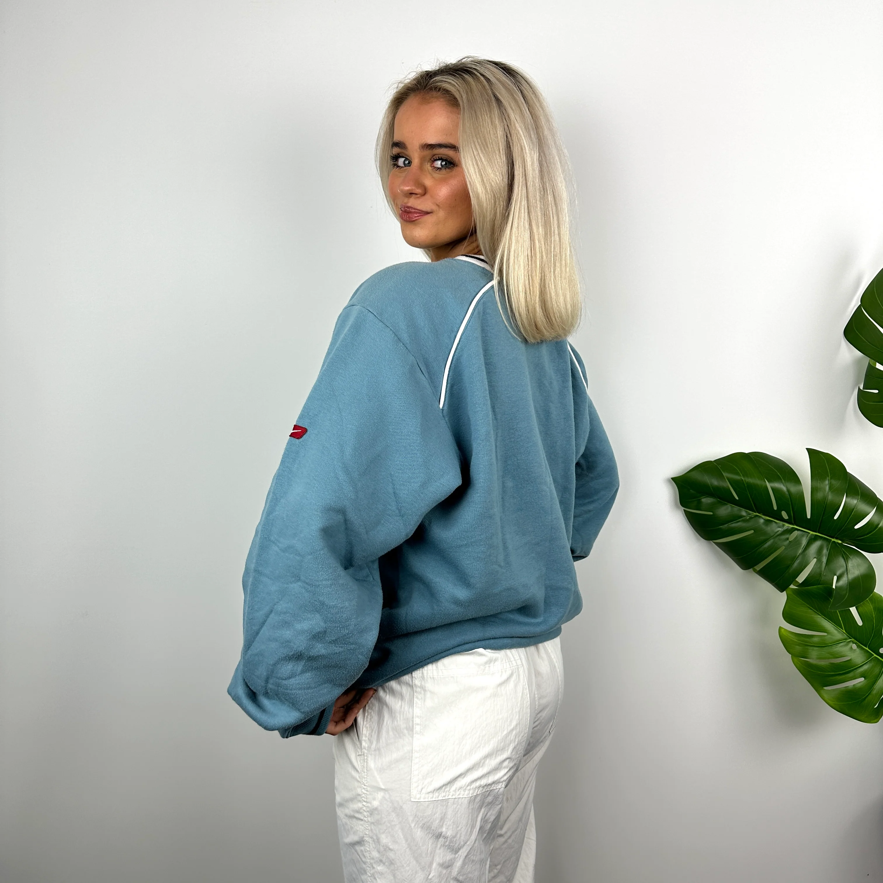 Nike Baby Blue Spell Out Sweatshirt (M) - Image 5