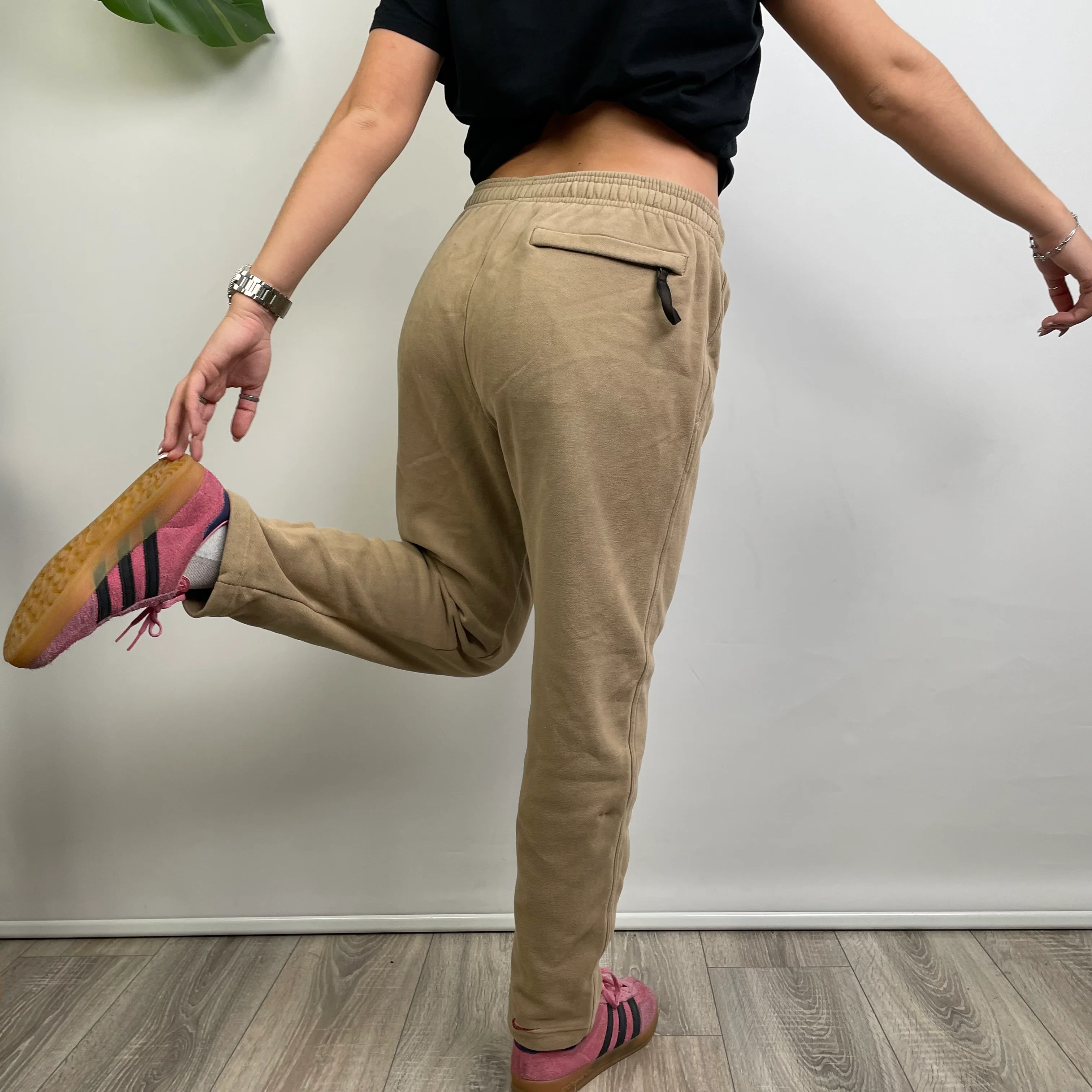 Nike Beige Embroidered Spell Out Track Pants (M) - Image 3