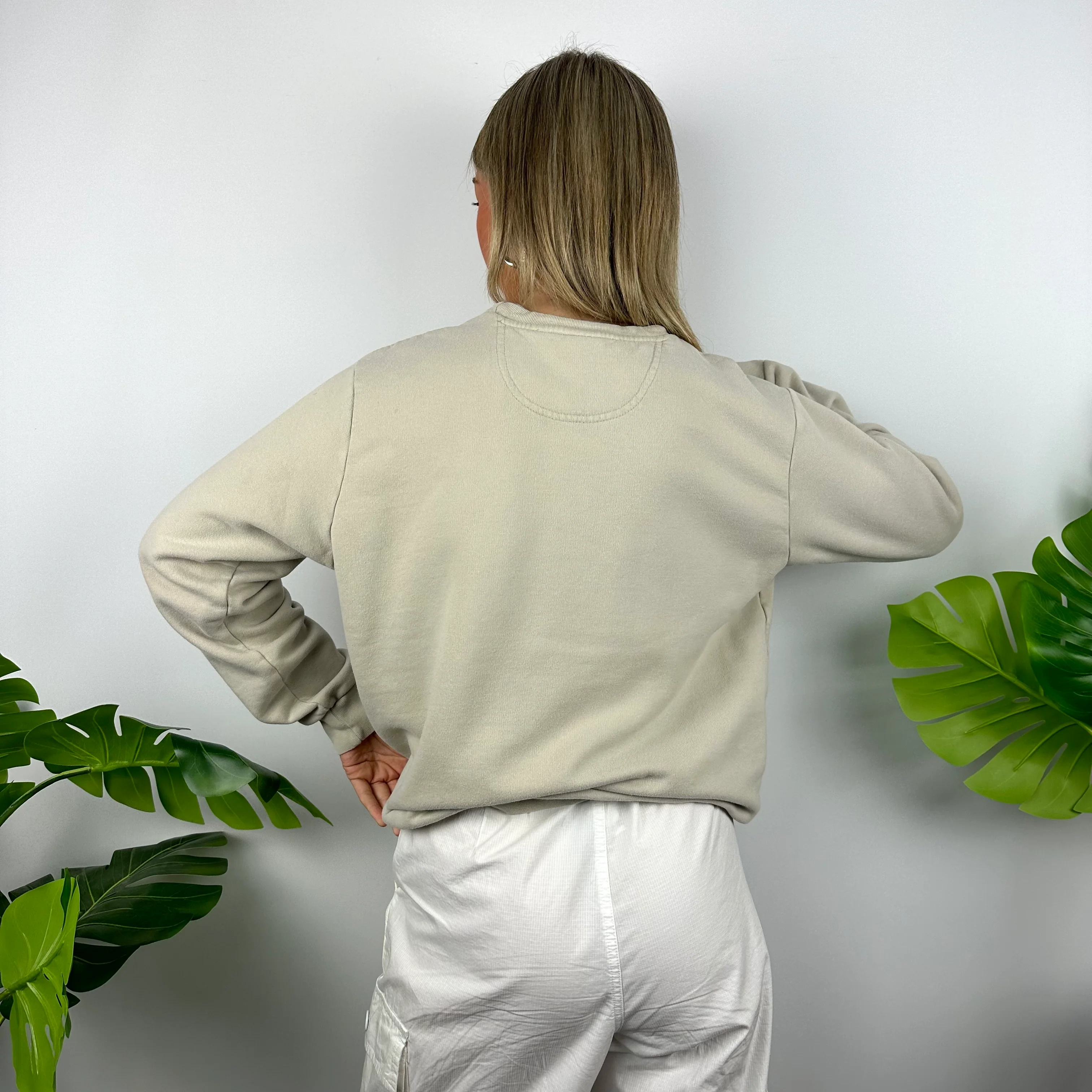 Nike Cream Embroidered Spell Out Sweatshirt (M) - Image 5