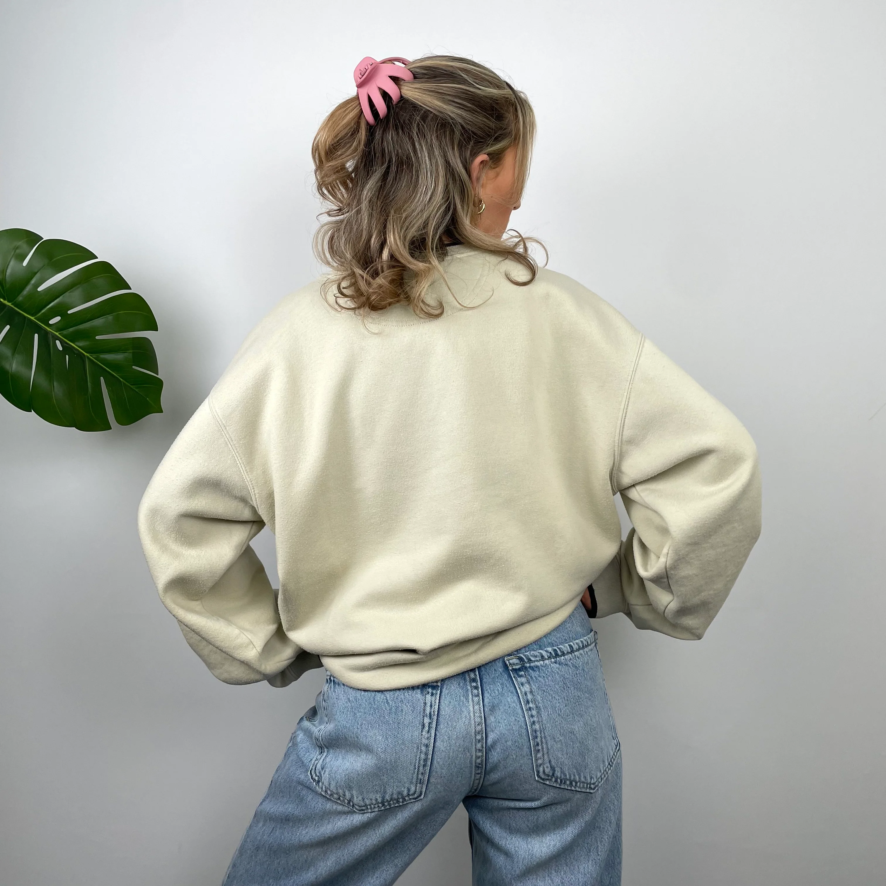 Nike Beige Embroidered Swoosh Sweatshirt (XL) - Image 6