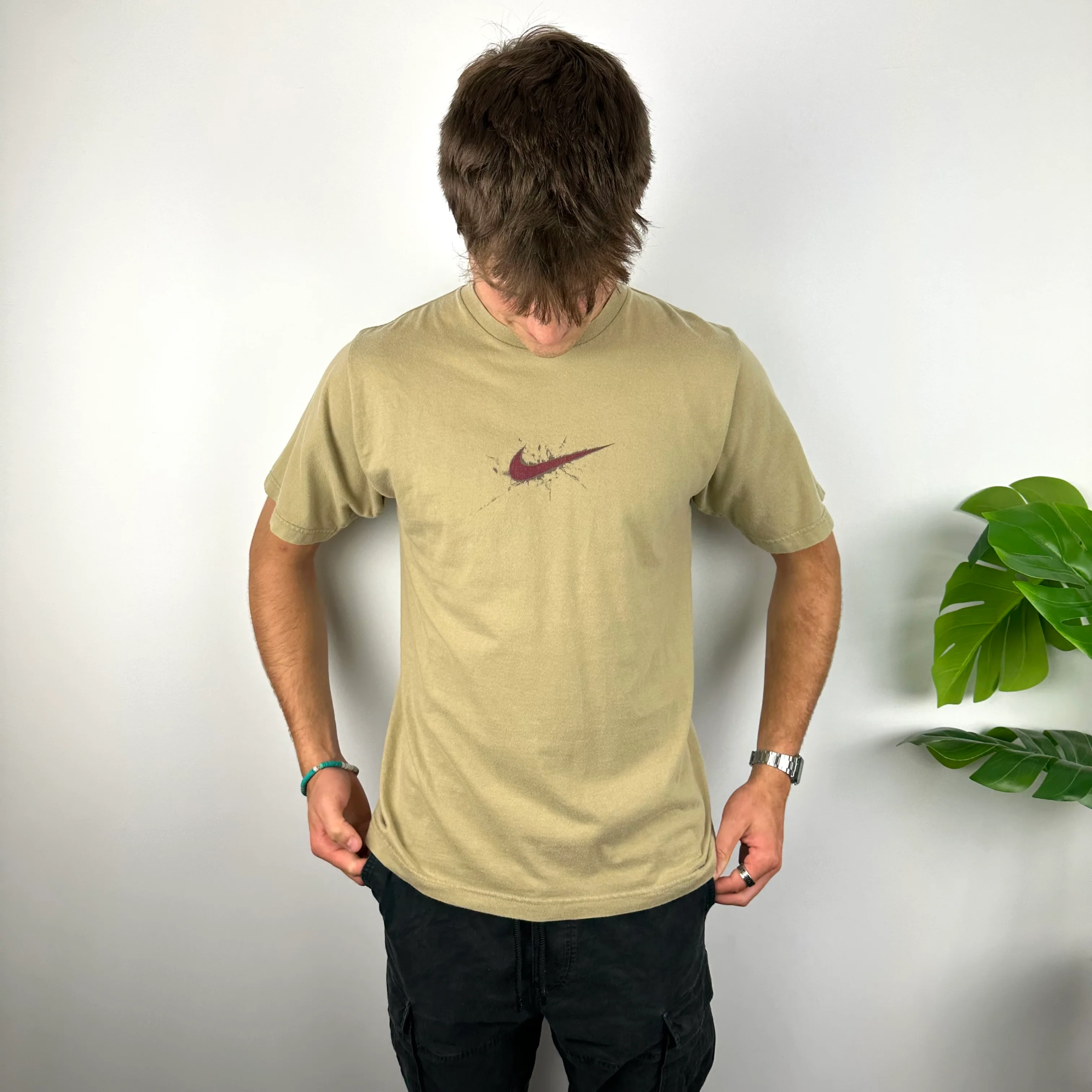 Nike Beige Swoosh T Shirt (M) - Image 5