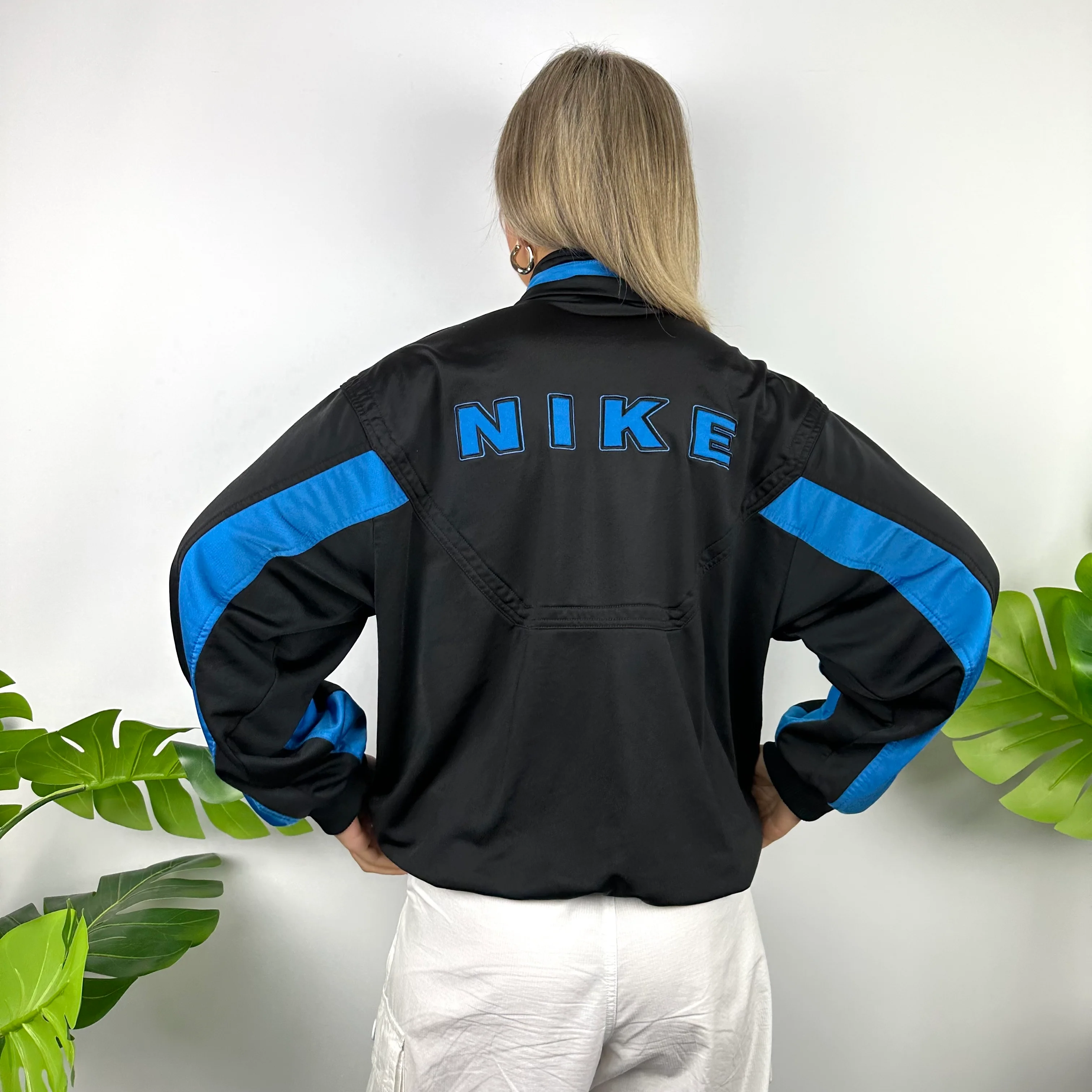 Nike Black & Blue Embroidered Spell Out Track Jacket (M)