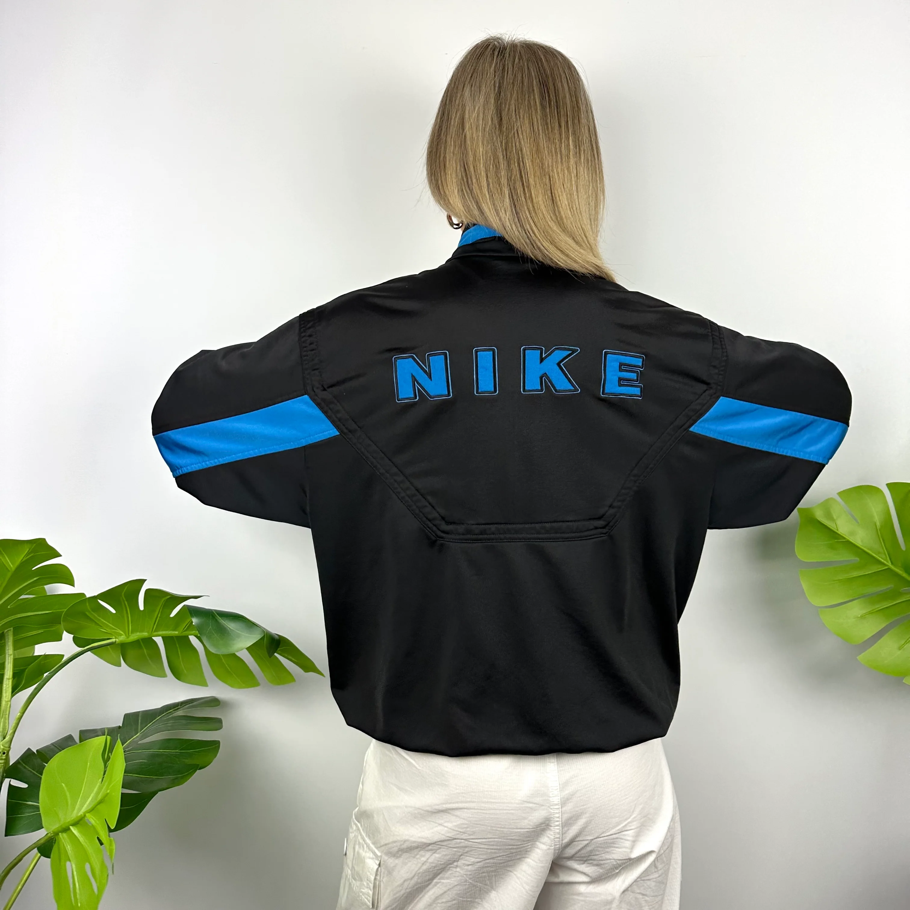 Nike Black & Blue Embroidered Spell Out Track Jacket (M) - Image 3