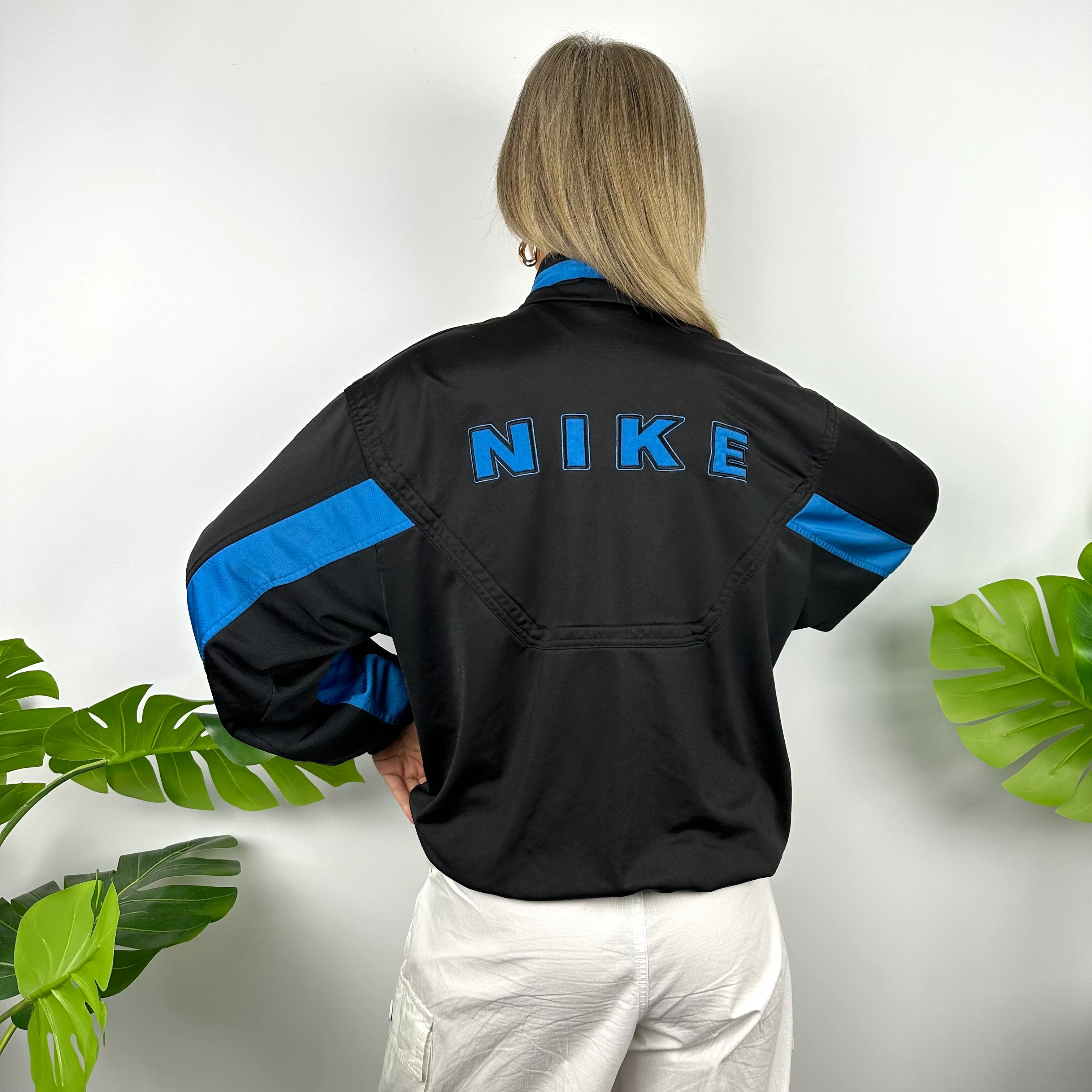 Nike Black & Blue Embroidered Spell Out Track Jacket (M) - Image 5