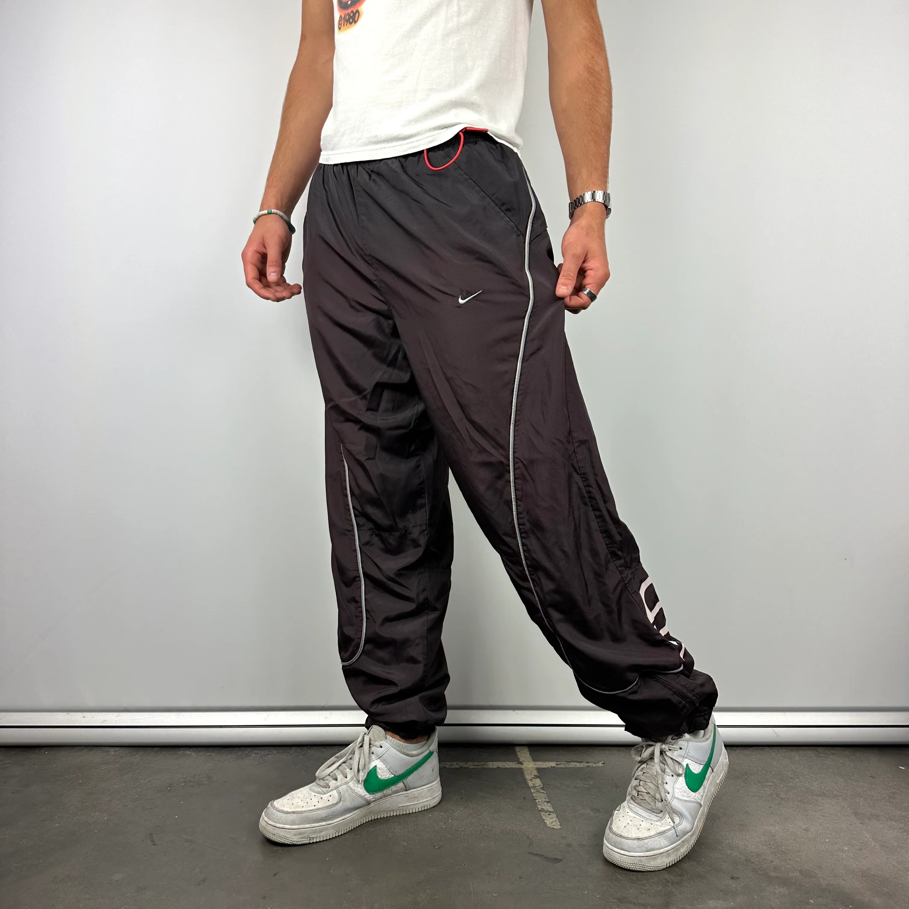 Nike Air Black & Brown Spell Out Track Pants (XL)