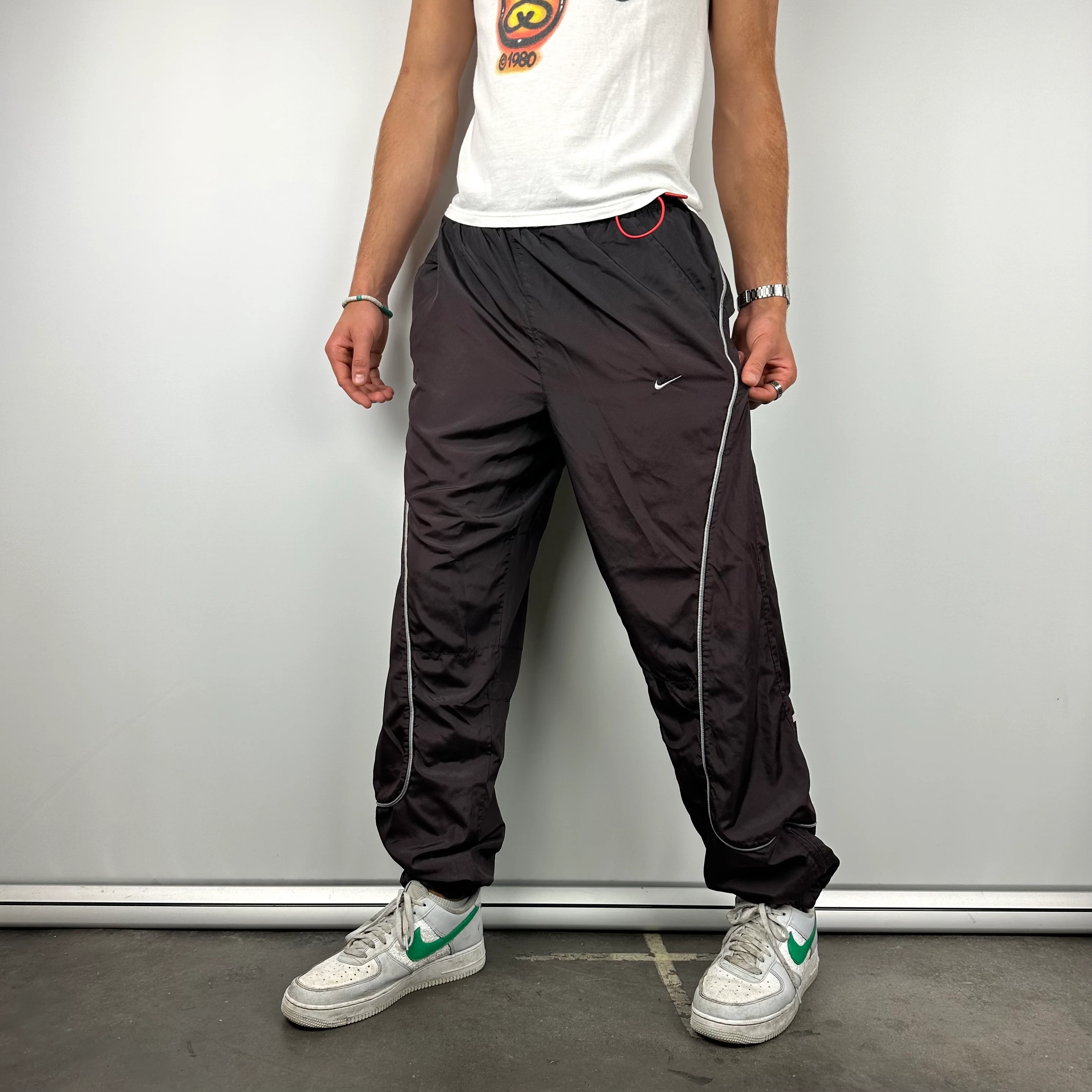 Nike Air Black & Brown Spell Out Track Pants (XL) - Image 5