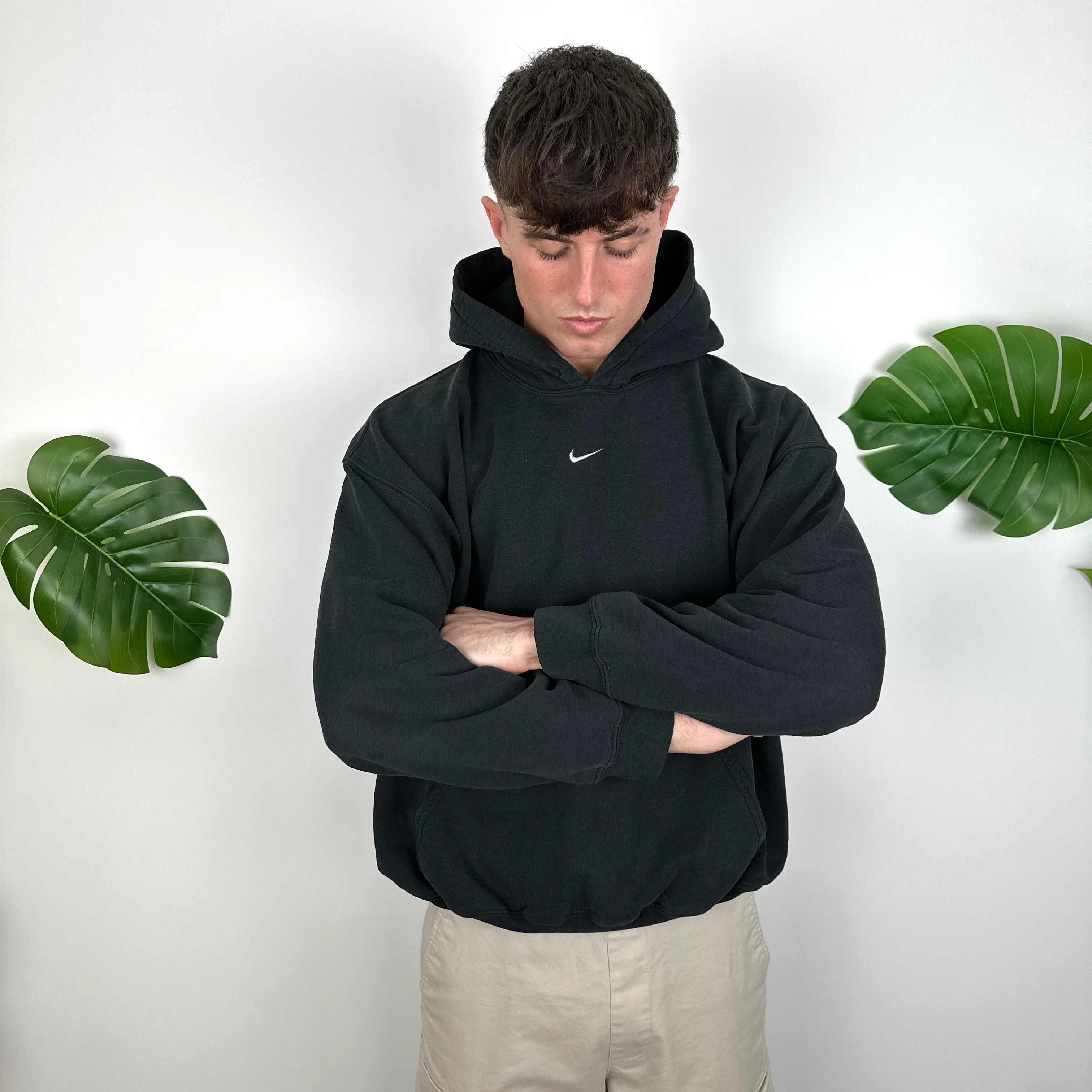 Nike Black Embroidered Centre Swoosh Hoodie (M) - Image 2
