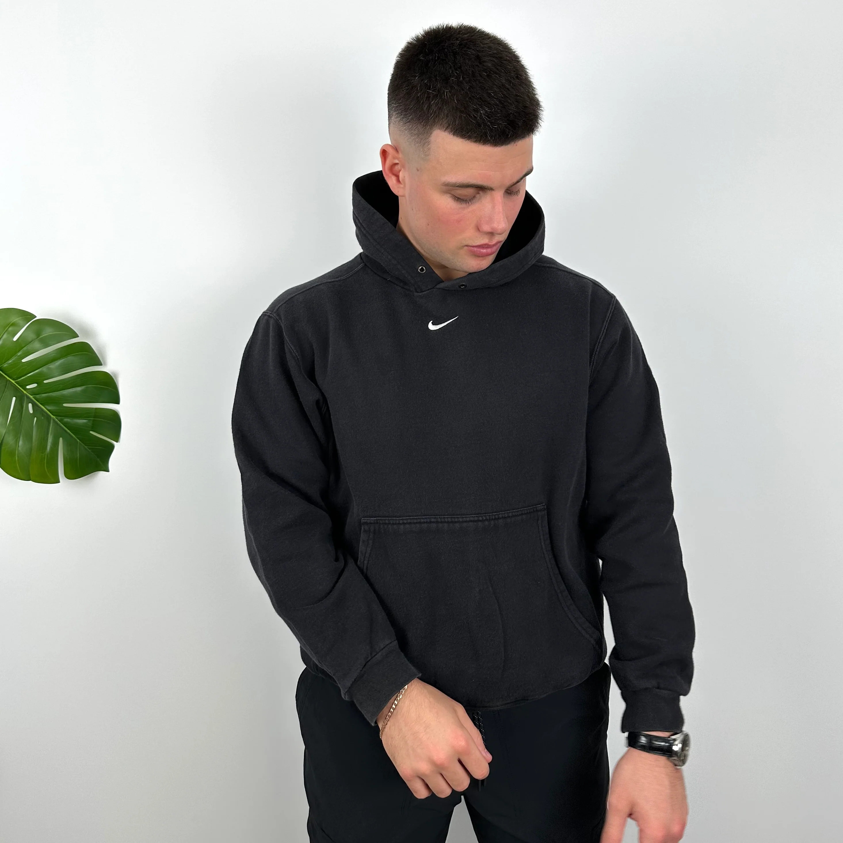 Nike Black Embroidered Centre Swoosh Hoodie (L) - Image 6