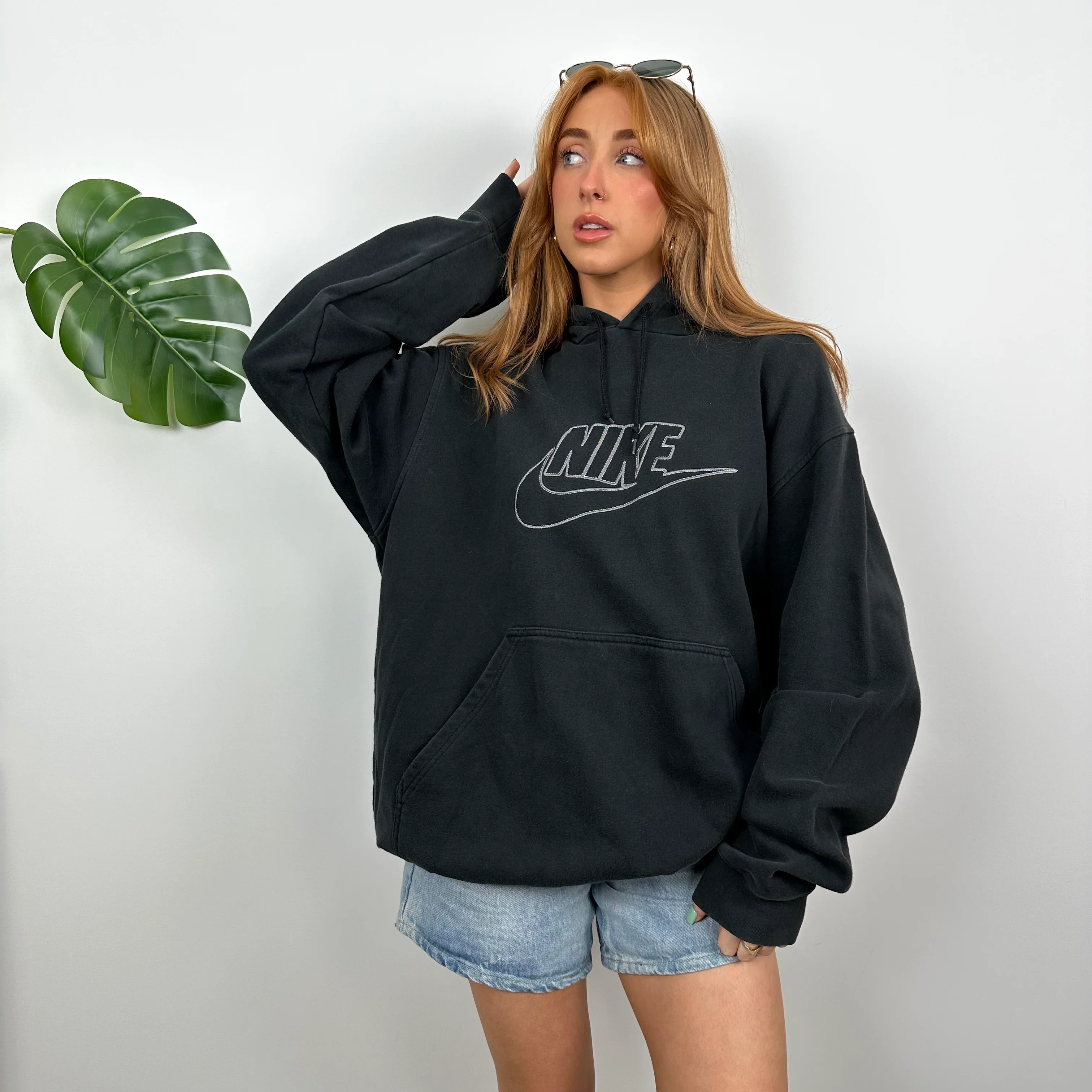 Nike Black Embroidered Spell Out Hoodie (XL) - Image 2