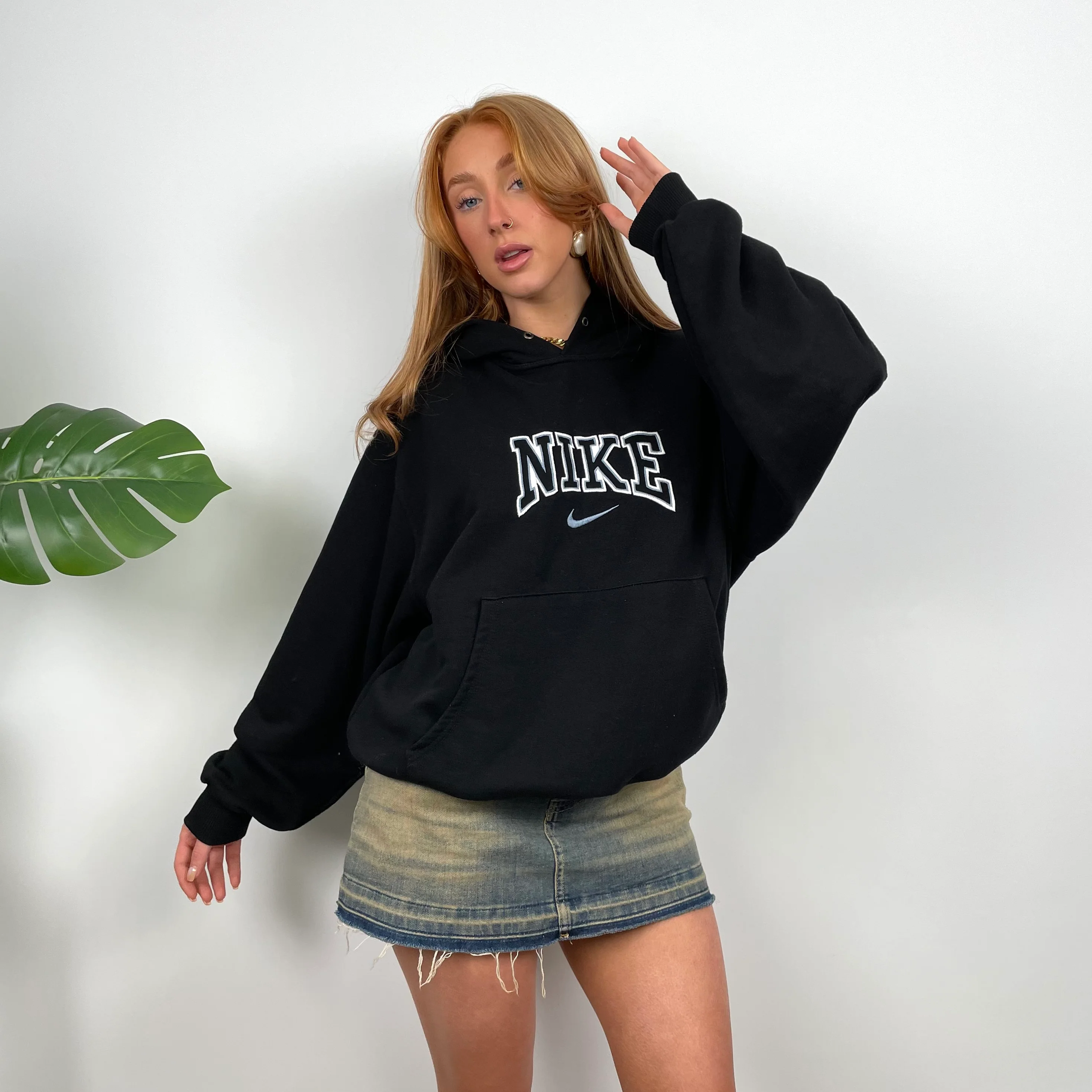 Nike Black Embroidered Spell Out Hoodie (S) - Image 6