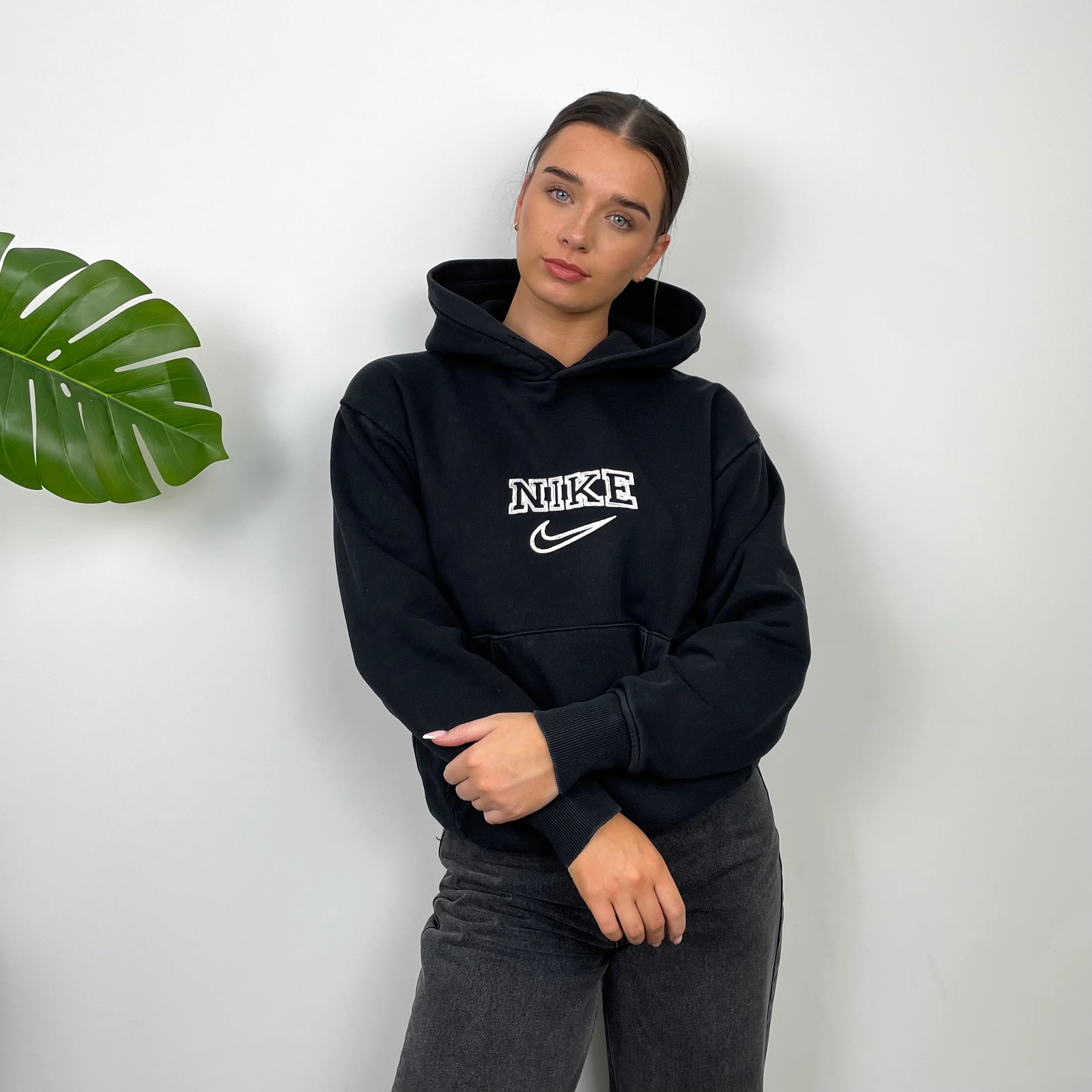 Nike Black Embroidered Spell Out Hoodie (S) - Image 6