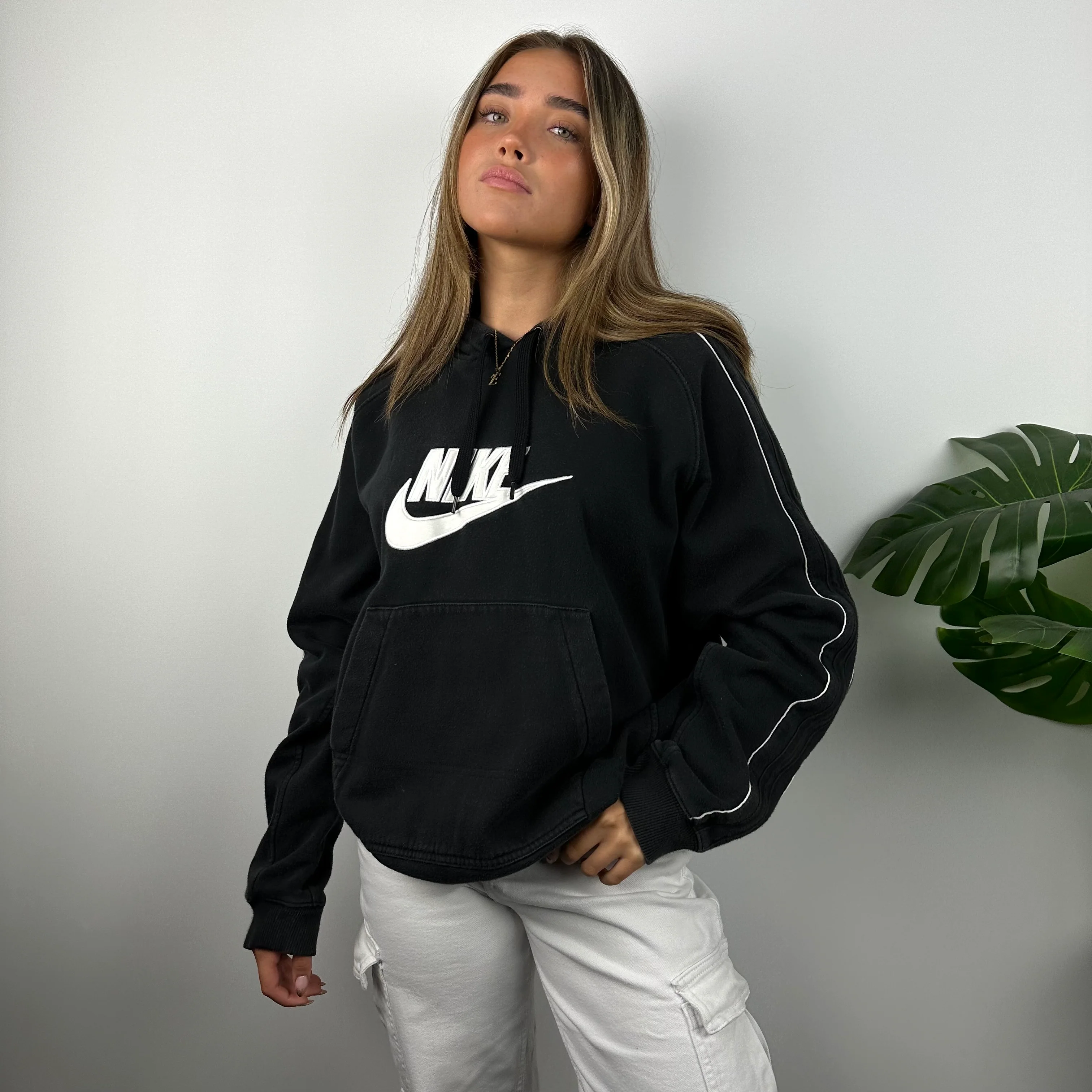 Nike Black Embroidered Spell Out Hoodie (L) - Image 4