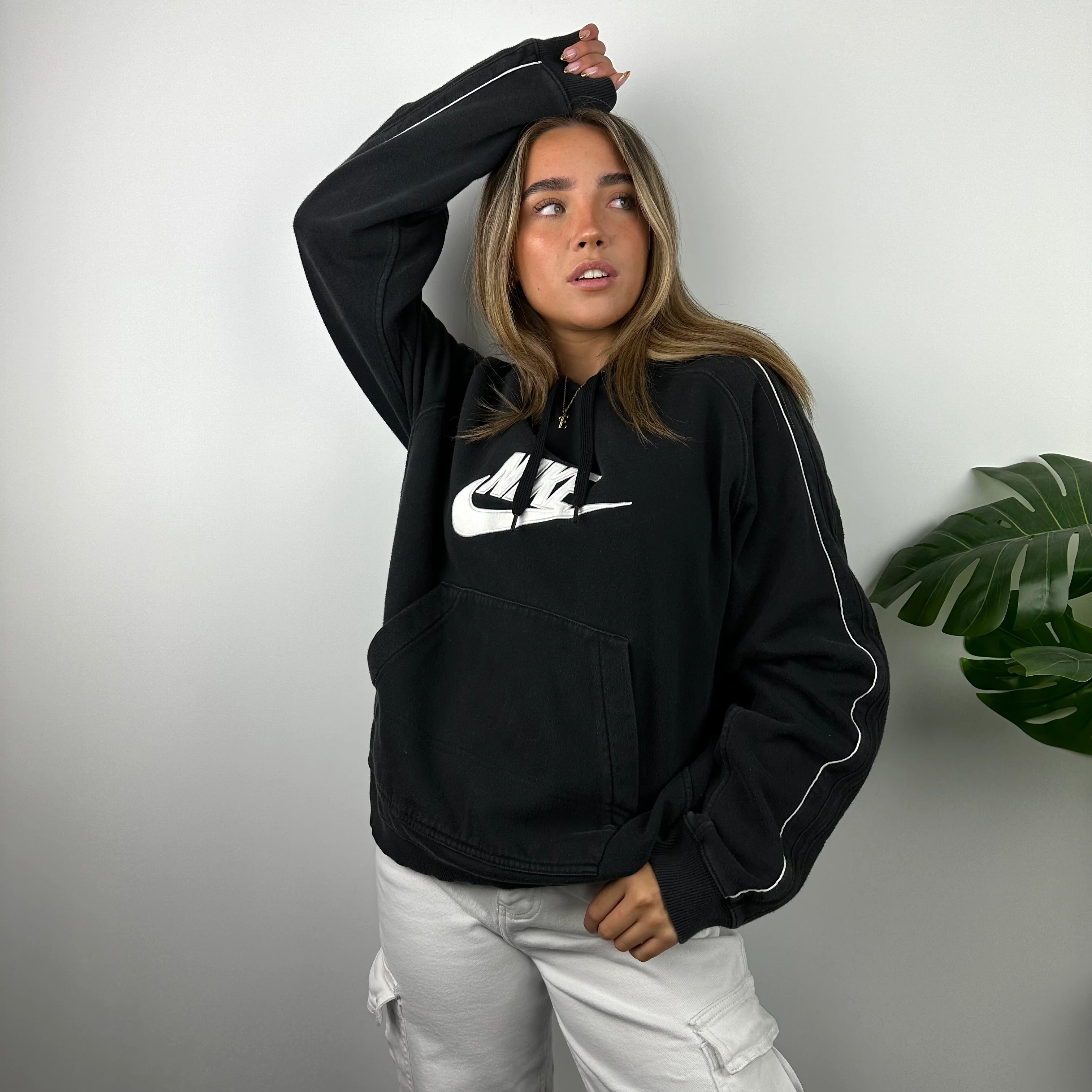 Nike Black Embroidered Spell Out Hoodie (L) - Image 5