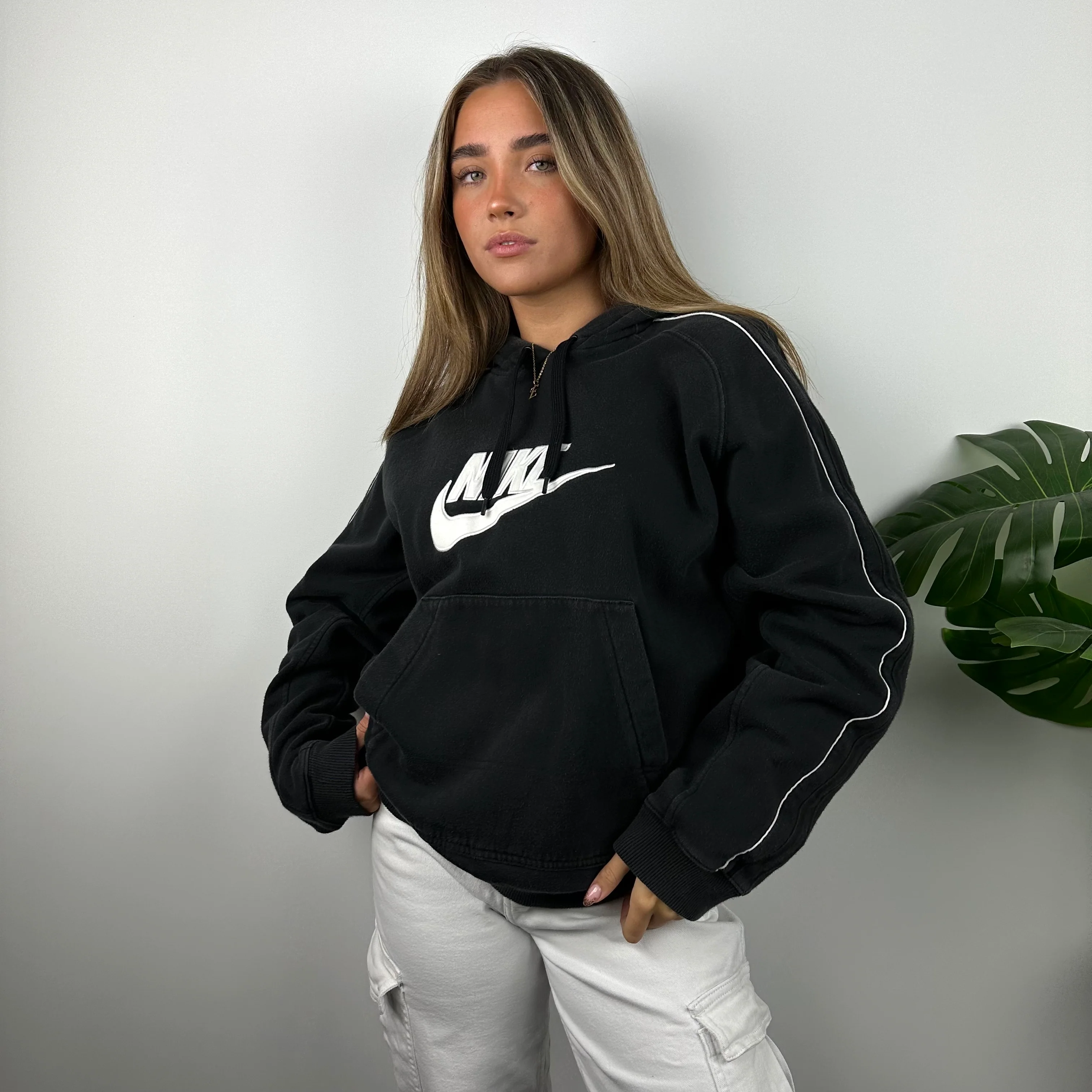 Nike Black Embroidered Spell Out Hoodie (L) - Image 6