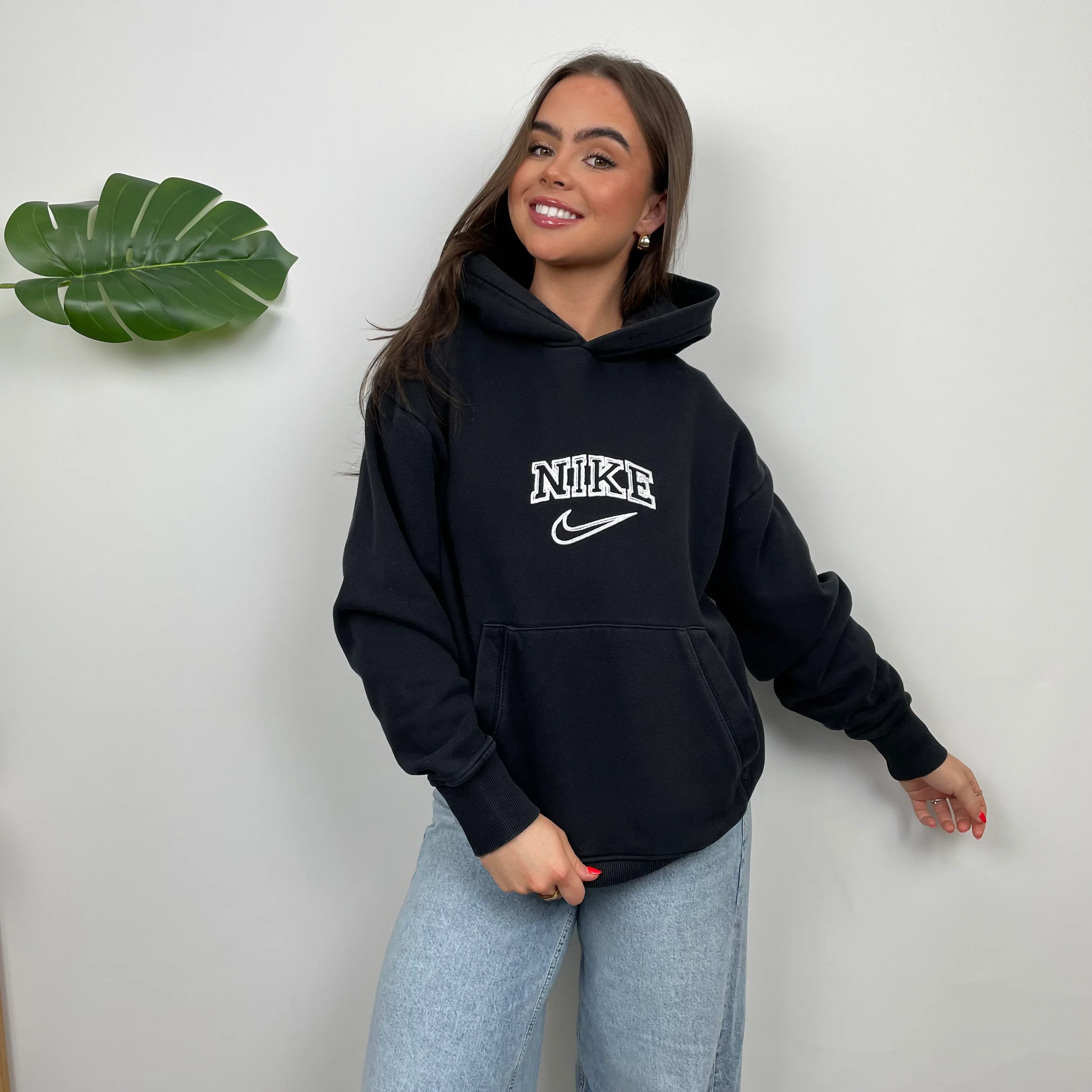 Nike Black Embroidered Spell Out Hoodie (M) - Image 2