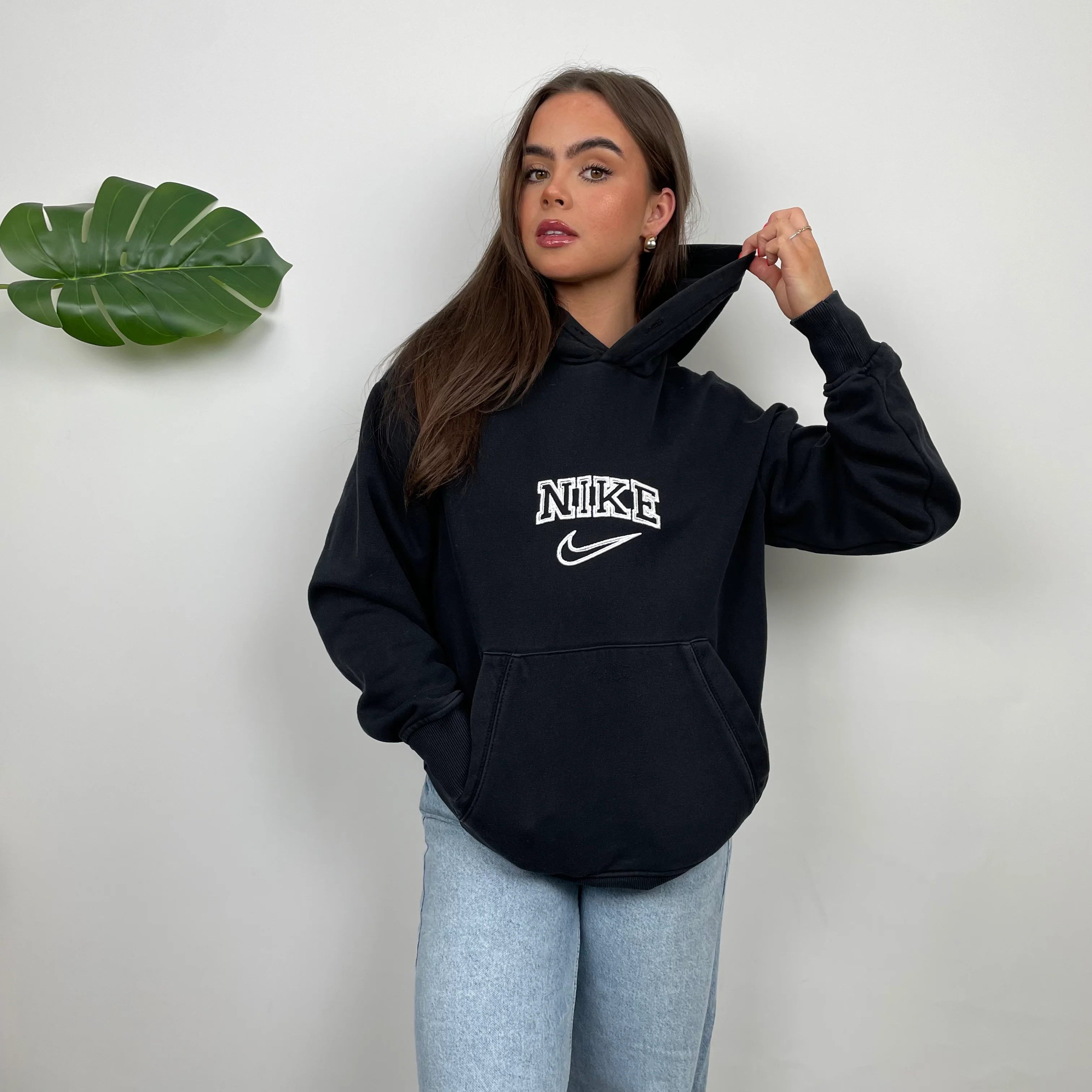 Nike Black Embroidered Spell Out Hoodie (M) - Image 4