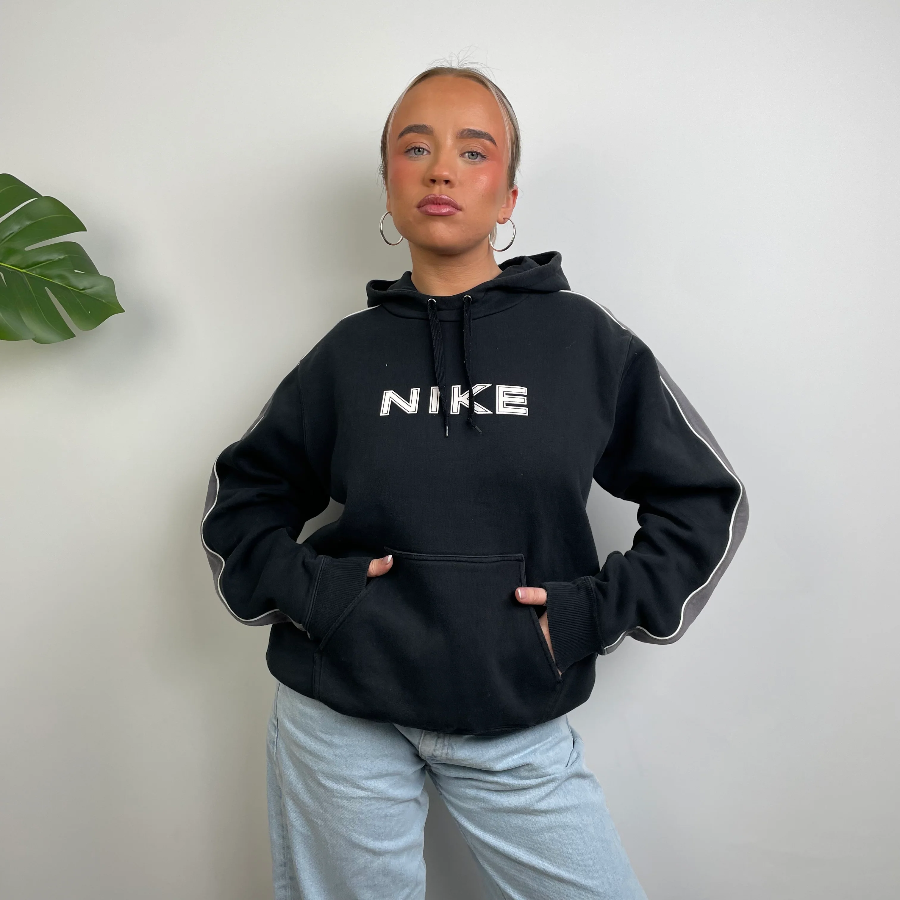 Nike Black Embroidered Spell Out Hoodie (M)