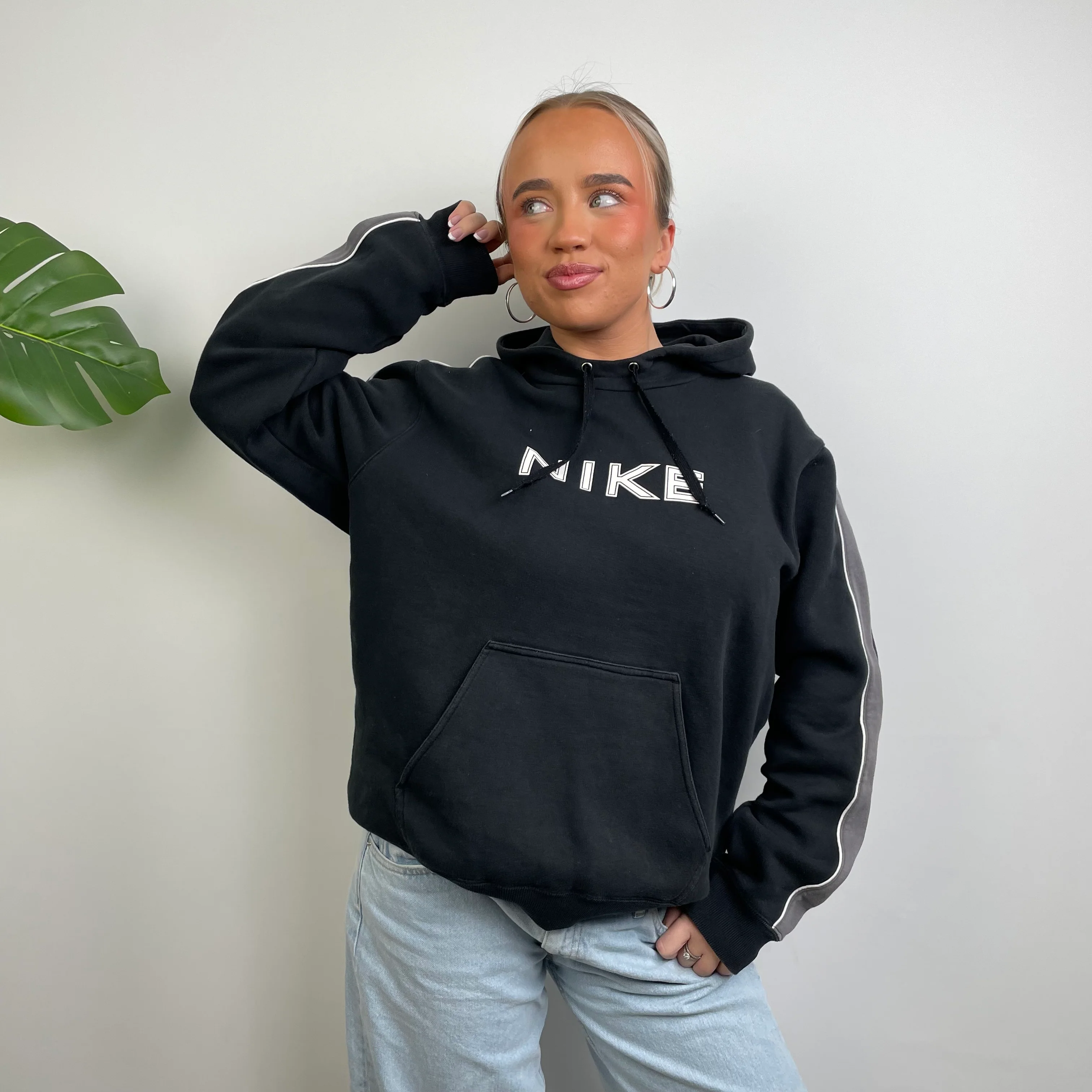 Nike Black Embroidered Spell Out Hoodie (M) - Image 7