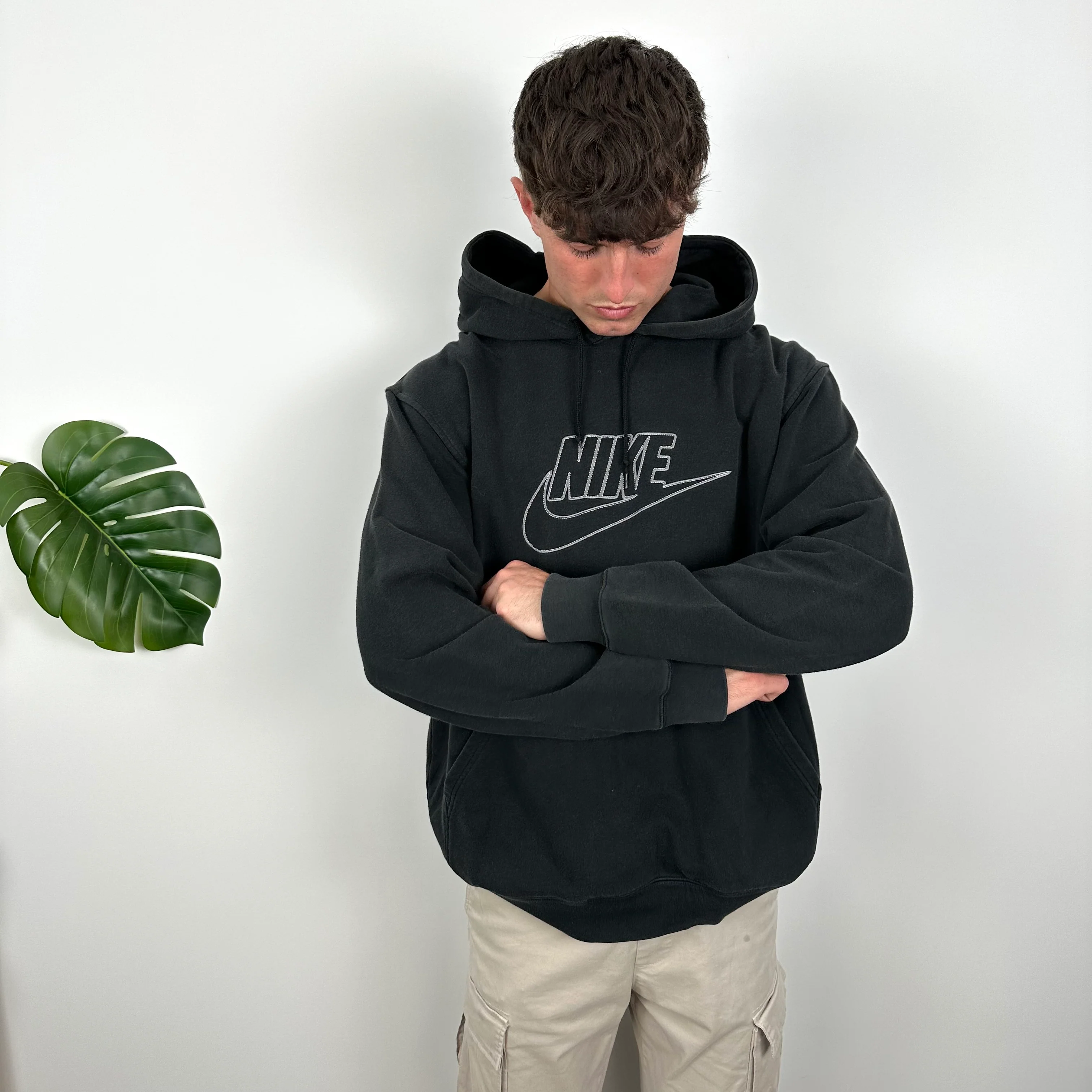 Nike Black Embroidered Spell Out Hoodie (L) - Image 3