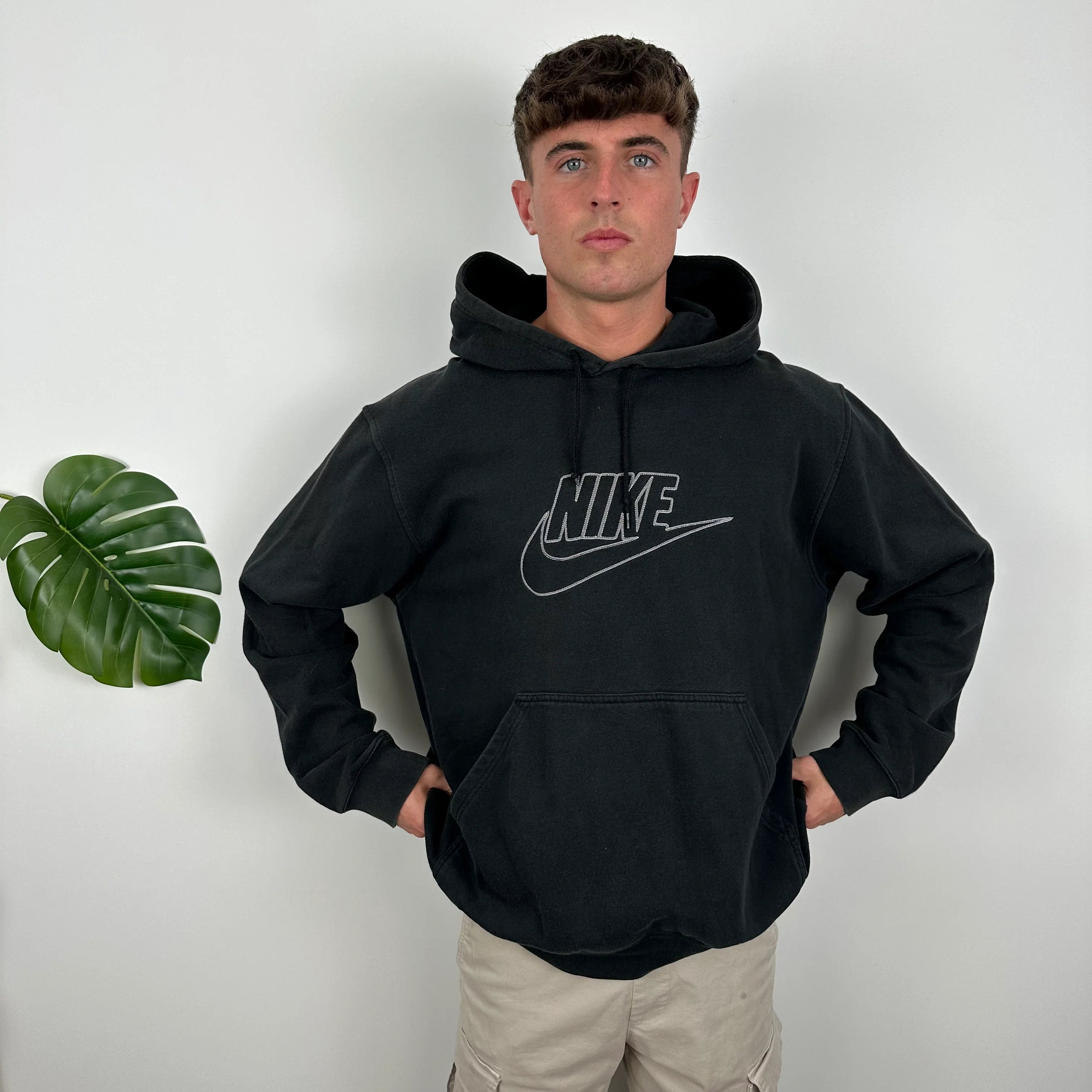 Nike Black Embroidered Spell Out Hoodie (L) - Image 5
