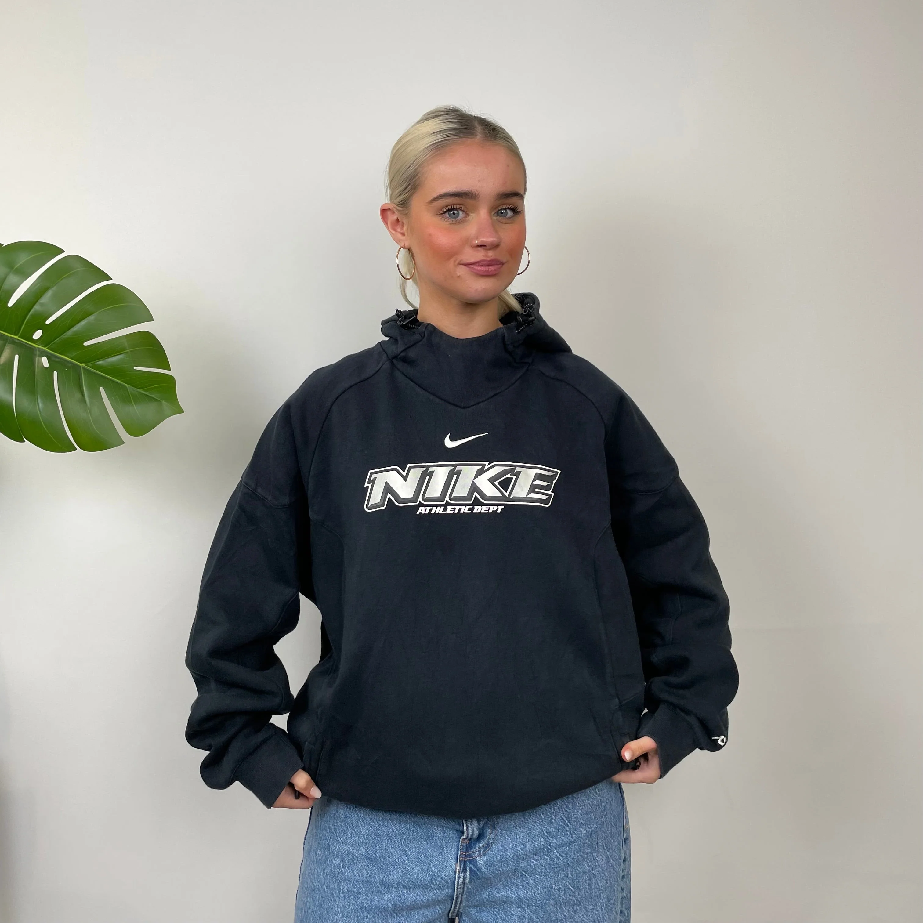 Nike Black Embroidered Spell Out Hoodie (XL) - Image 2
