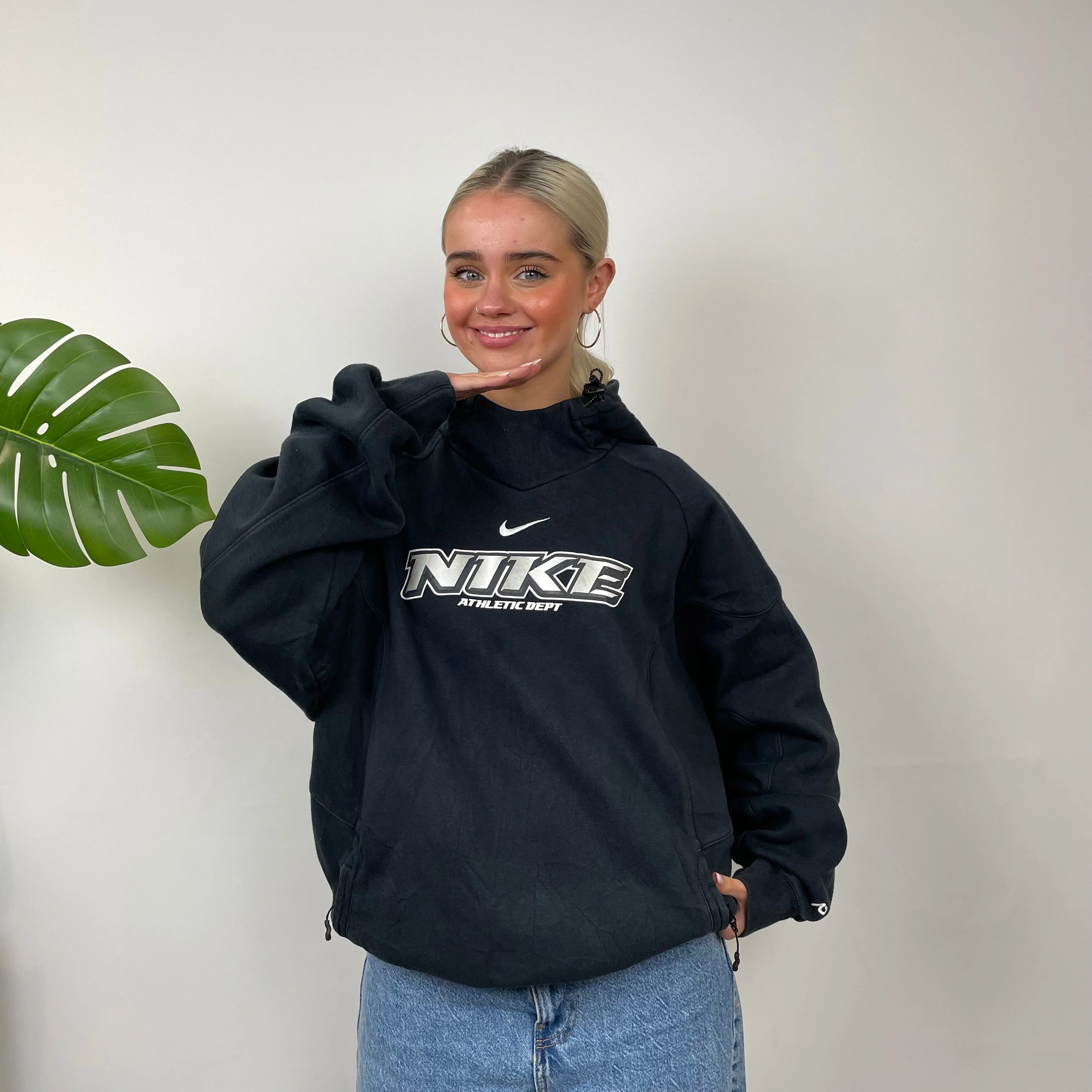 Nike Black Embroidered Spell Out Hoodie (XL) - Image 3