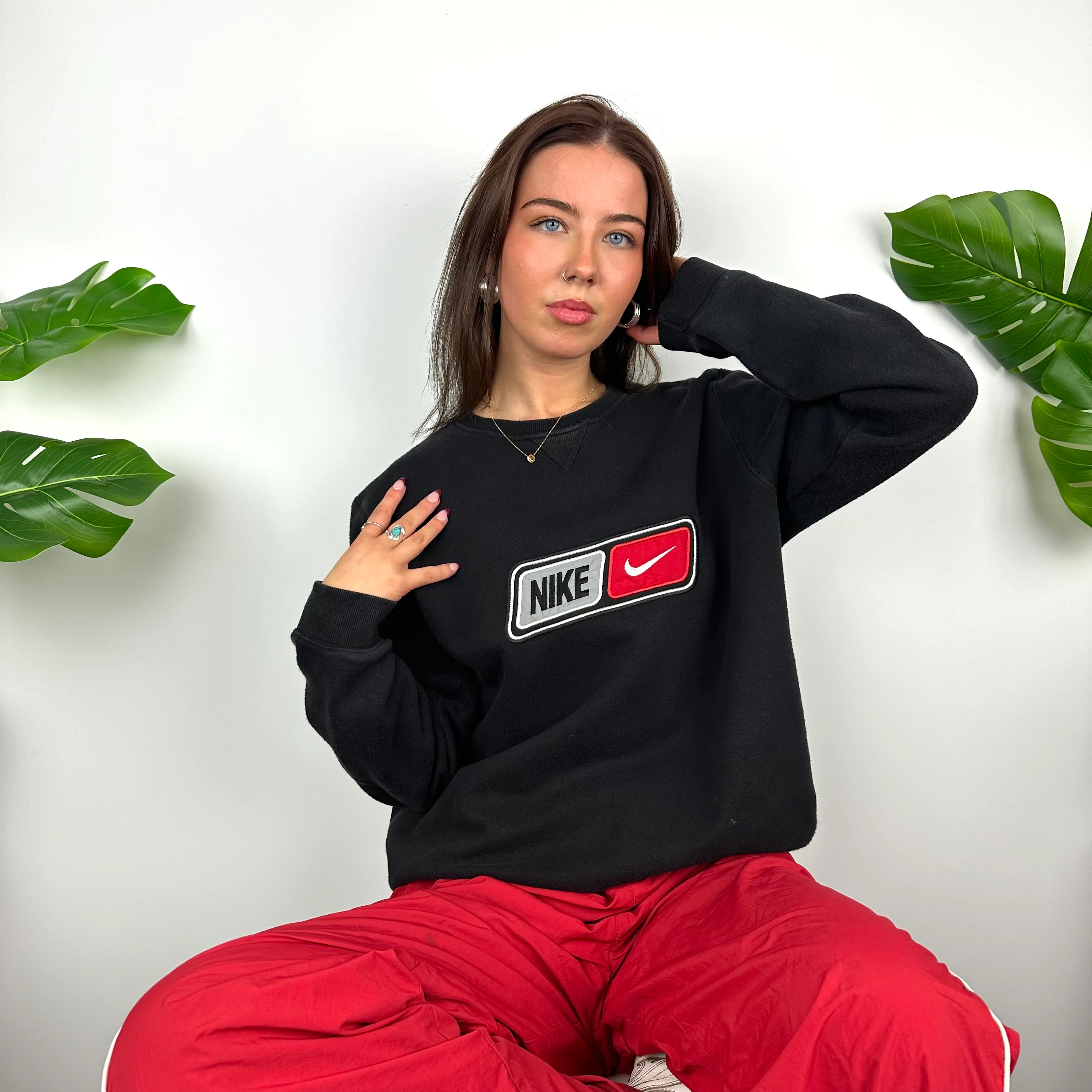 Nike Black Embroidered Spell Out Sweatshirt (M) - Image 2