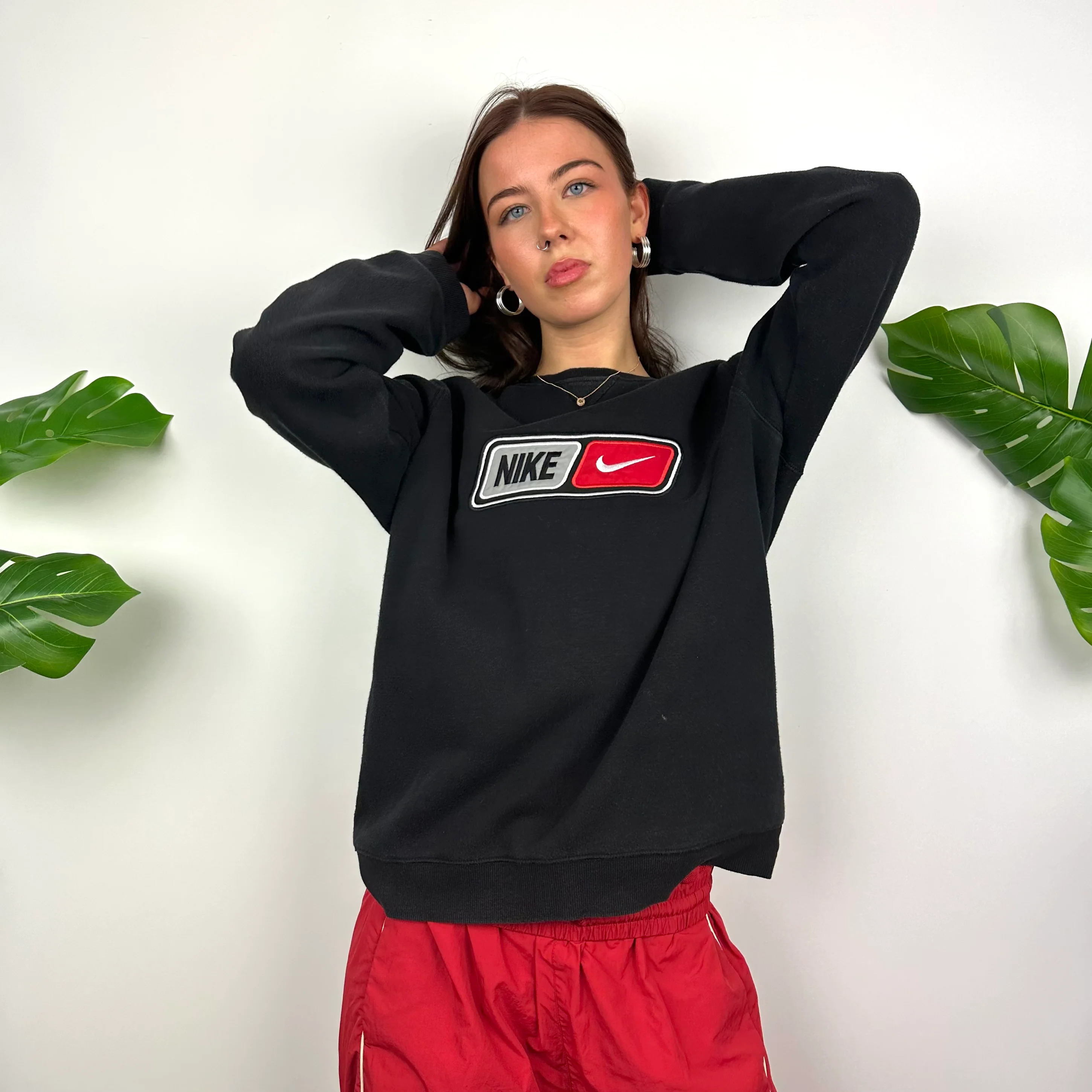 Nike Black Embroidered Spell Out Sweatshirt (M) - Image 3