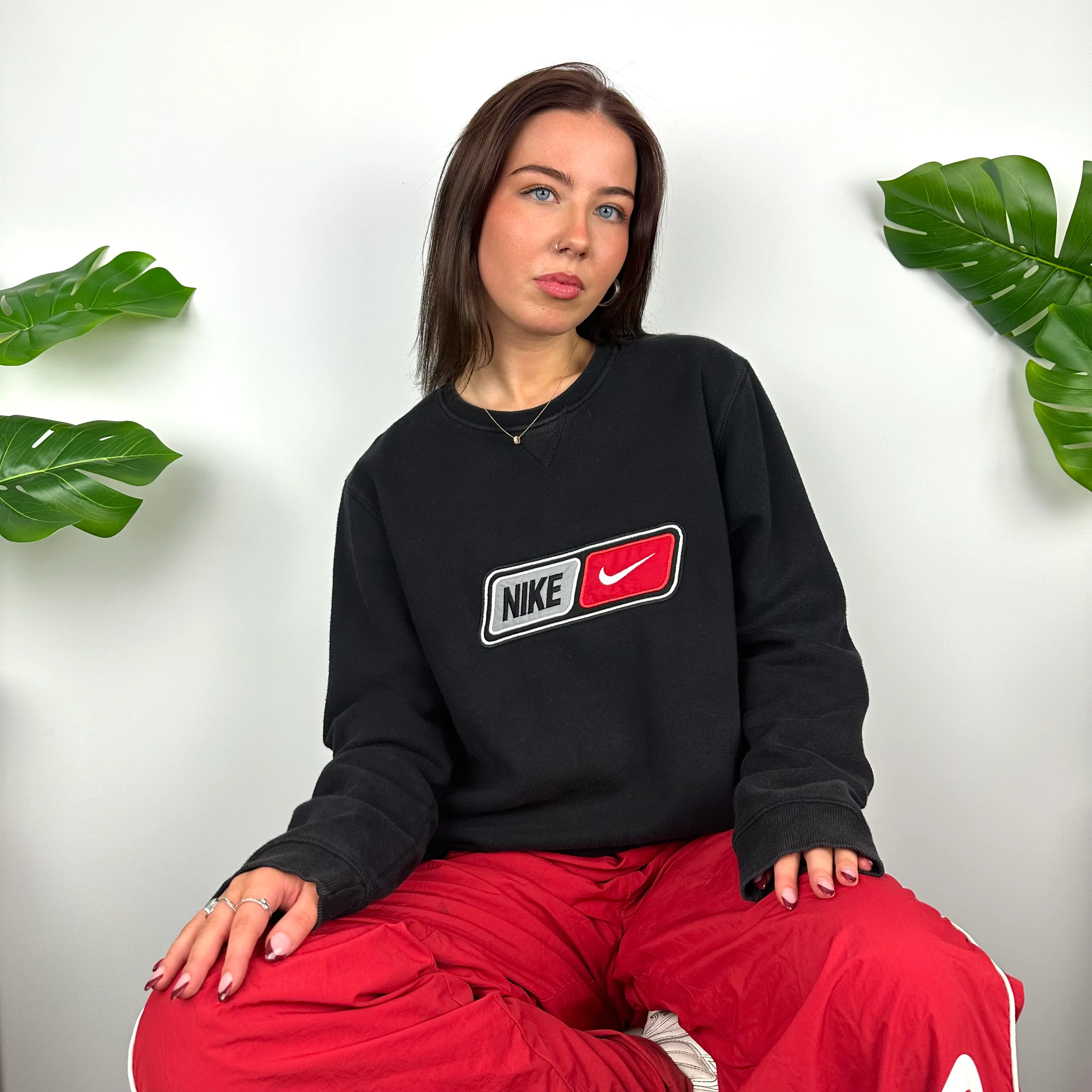Nike Black Embroidered Spell Out Sweatshirt (M) - Image 4