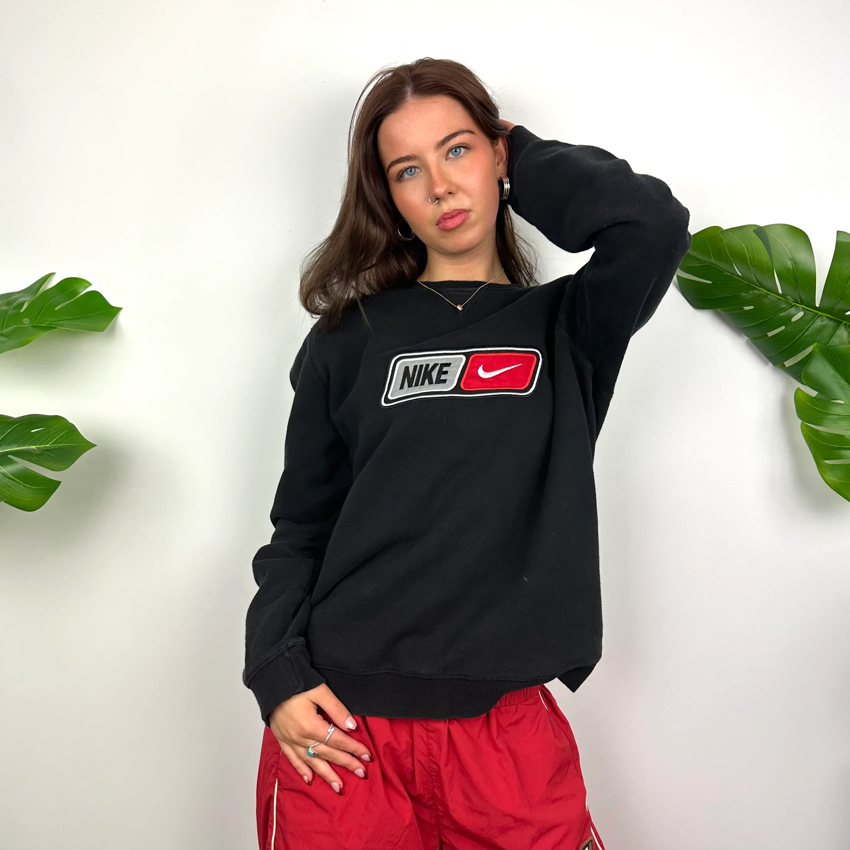 Nike Black Embroidered Spell Out Sweatshirt (M) - Image 5