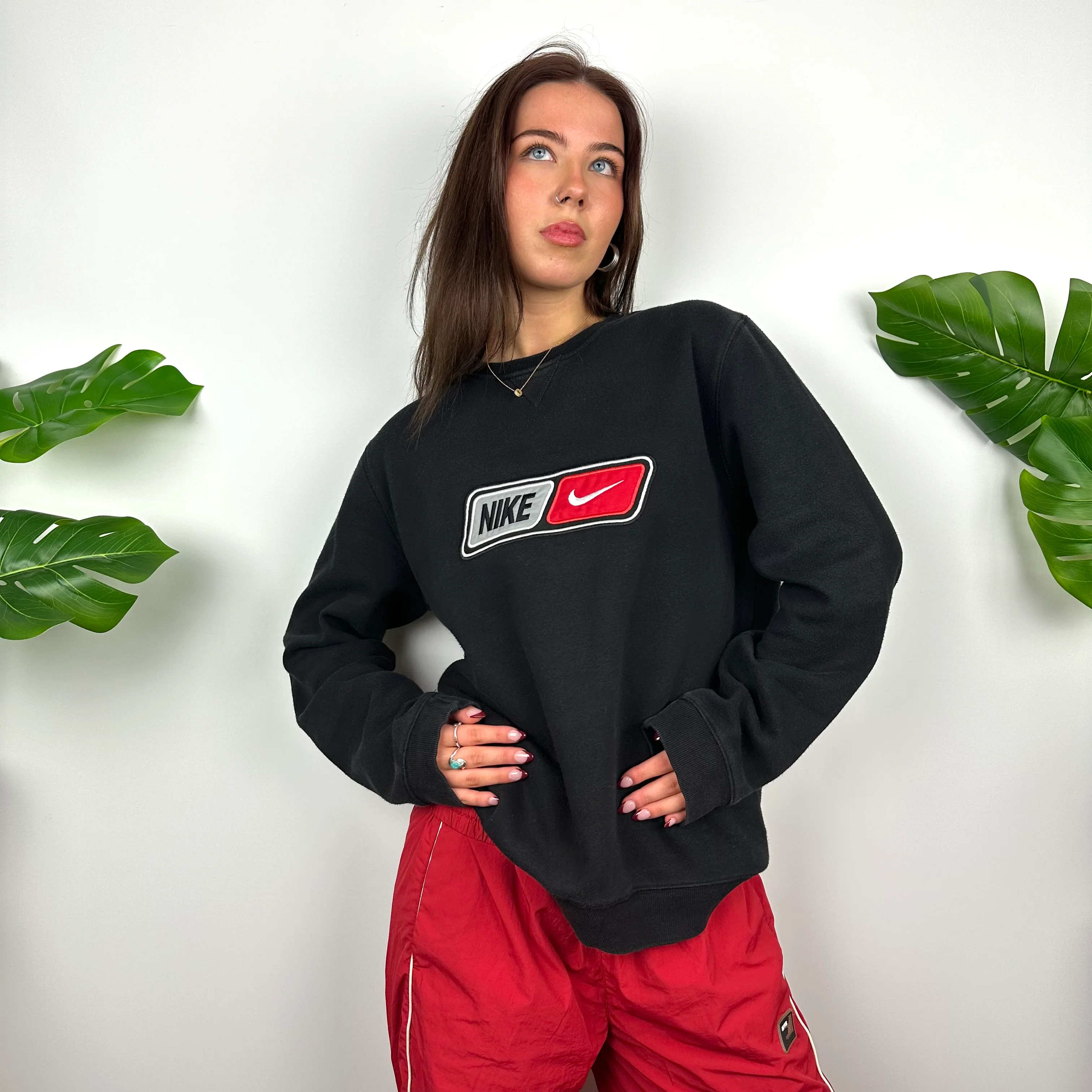 Nike Black Embroidered Spell Out Sweatshirt (M) - Image 7
