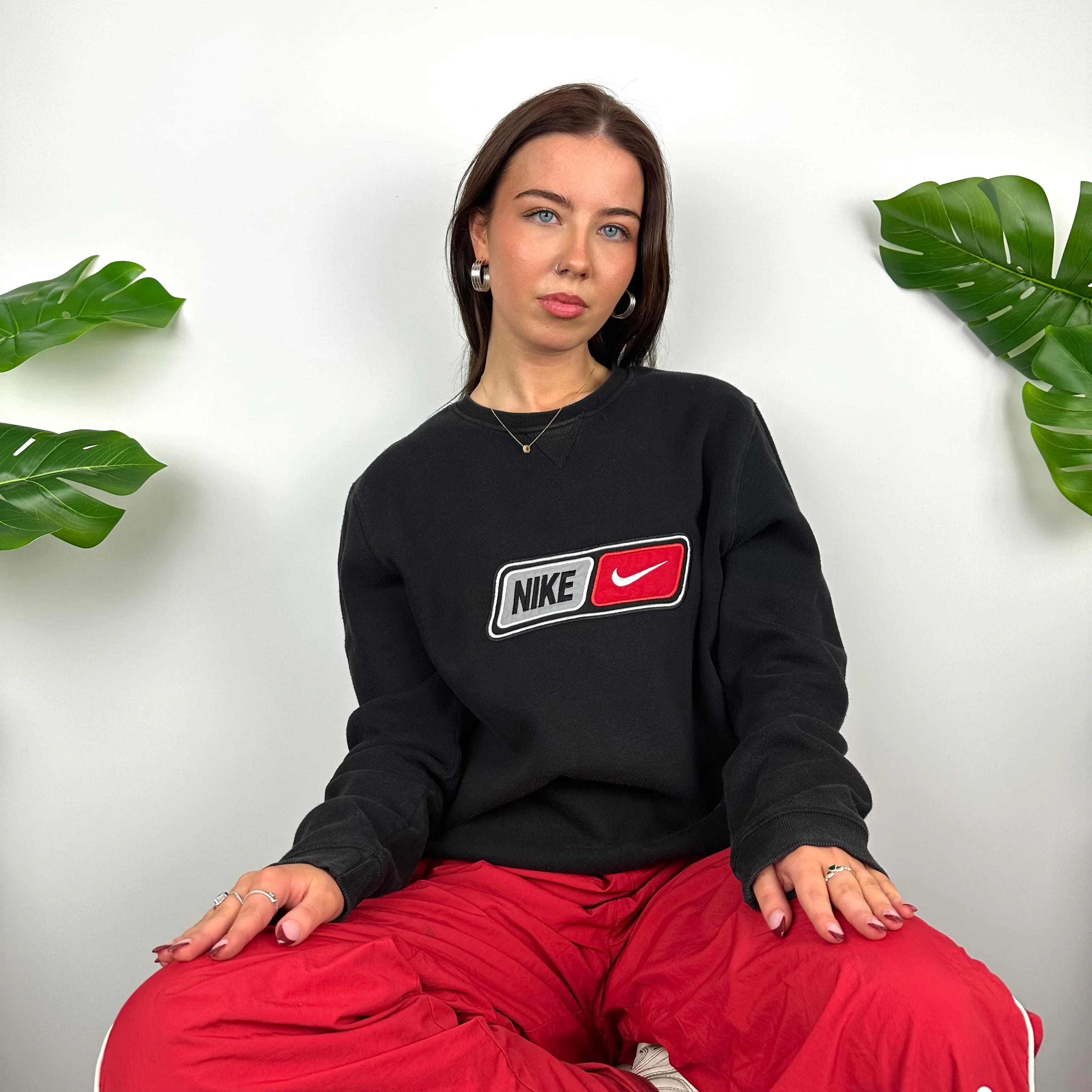Nike Black Embroidered Spell Out Sweatshirt (M) - Image 8